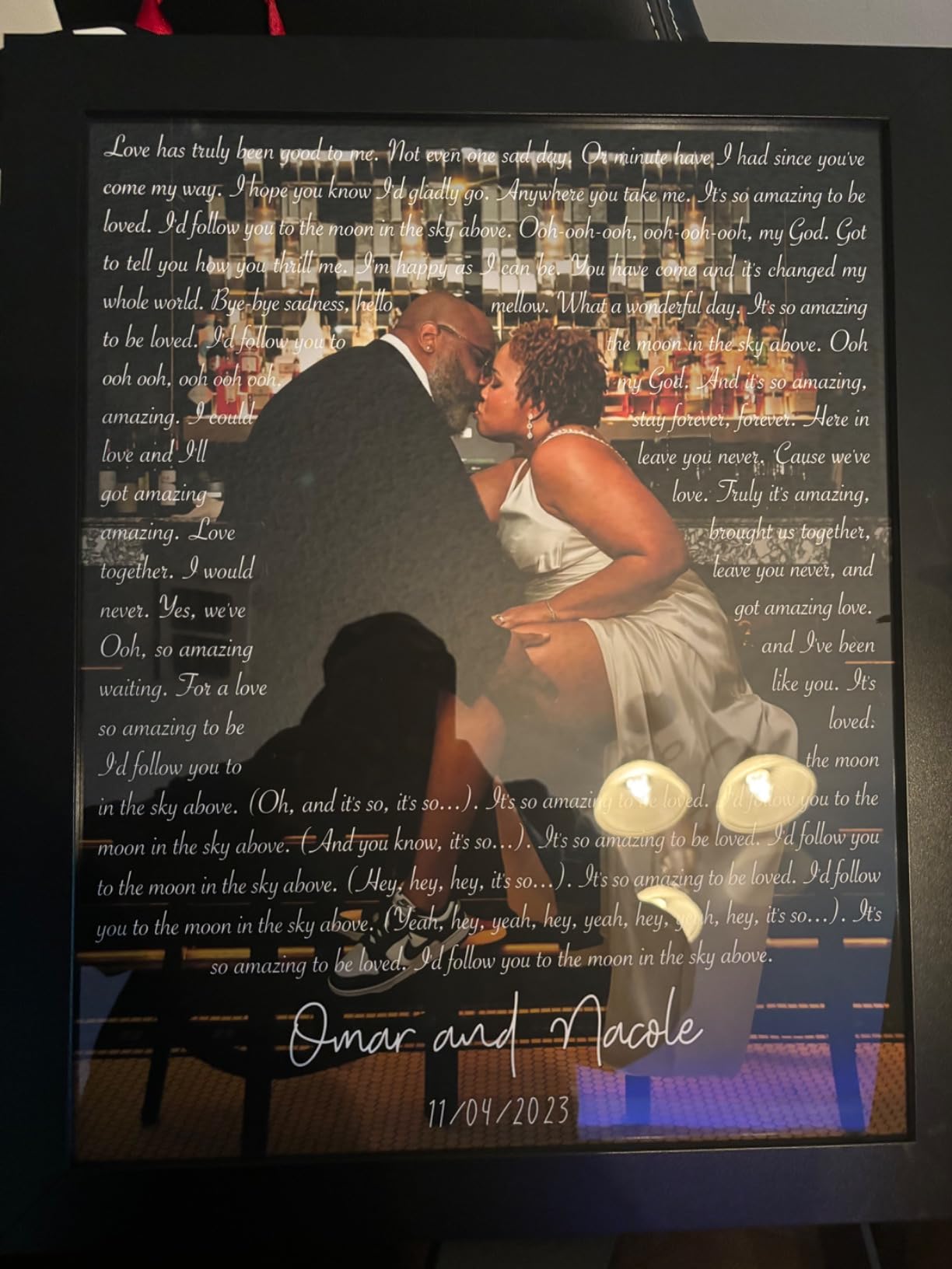 VICILO Custom Song Lyrics Poster Canvas Wall Art Perfect Song Chords Couple One Year Anniversary Vinyl Record Gifts For Him (Customized Music Sheet) customer photo 2