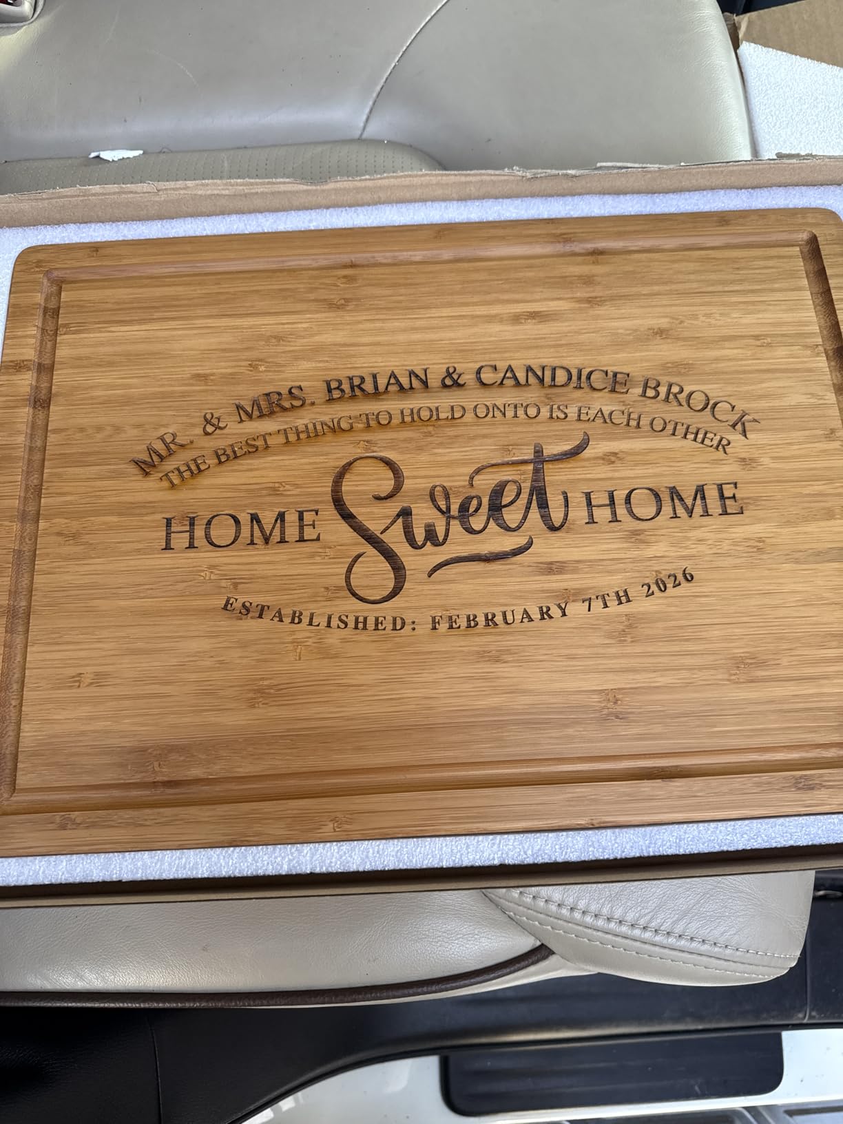 Personalized Cutting Board, Custom Bamboo Engraved Charcuterie Boards - Best Present for Wedding, Bridal Shower, Engagement, Anniversary, Housewarming, Gift Idea for Couples Bride, Parent, Family customer photo 1