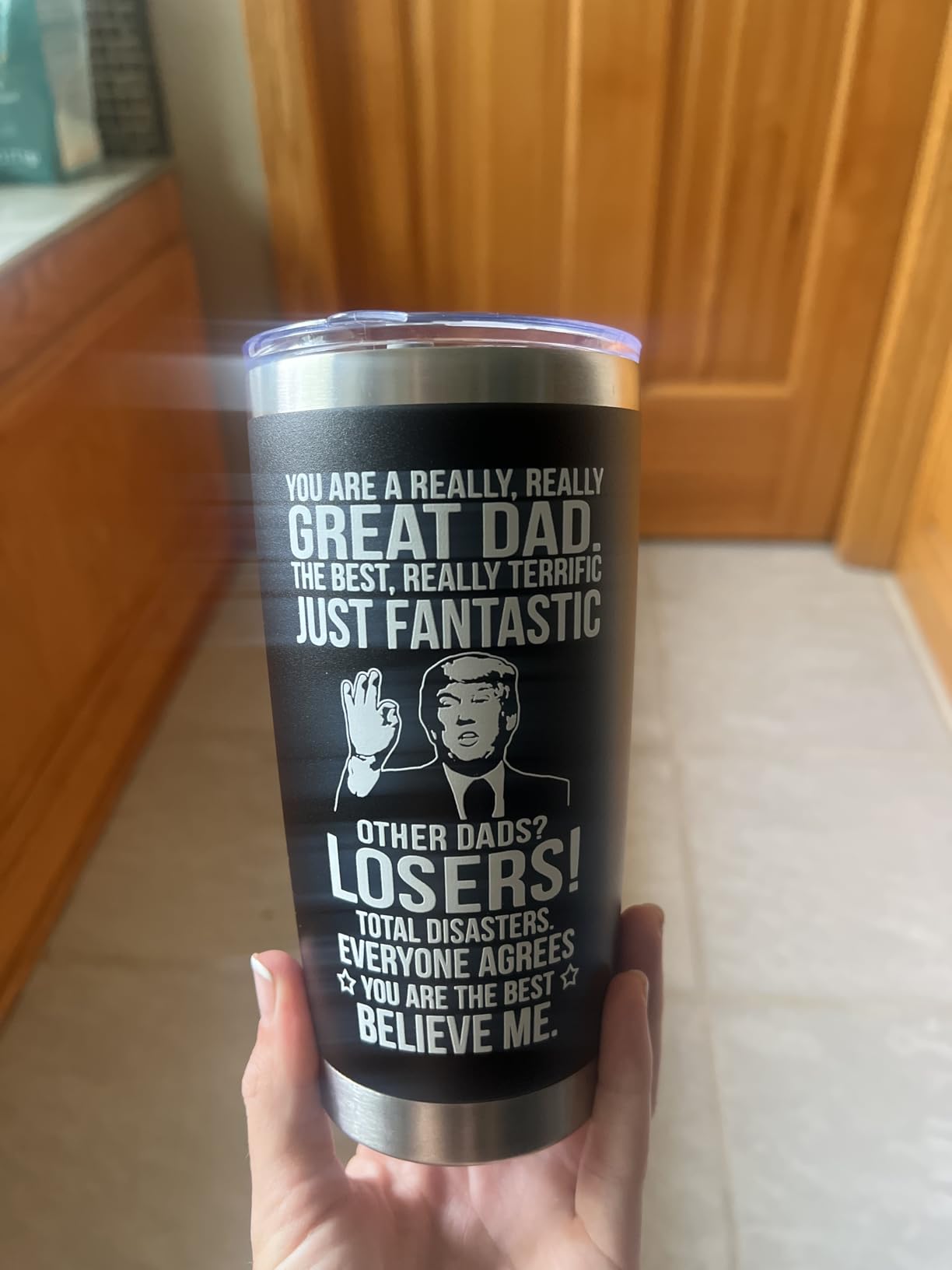 BETHEGIFT Gifts for Dad from Daughter, Son, Kids on Fathers Day, Christmas - Funny Fathers Day Tumbler - Present for Father - Dad Birthday Tumbler 20oz, Navy Insulated Stainless Steel | Son, Kids, Fathers Day, Christmas, Birthday customer photo 2