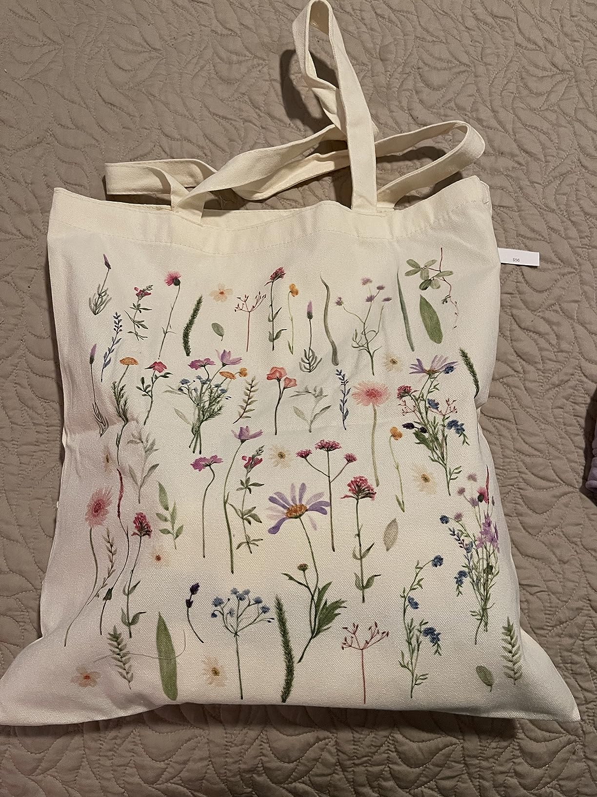 Canvas Tote Bag Aesthetic for Women, Cute Reusable Cloth Cotton Bags for Shopping Beach Grocery customer photo 1
