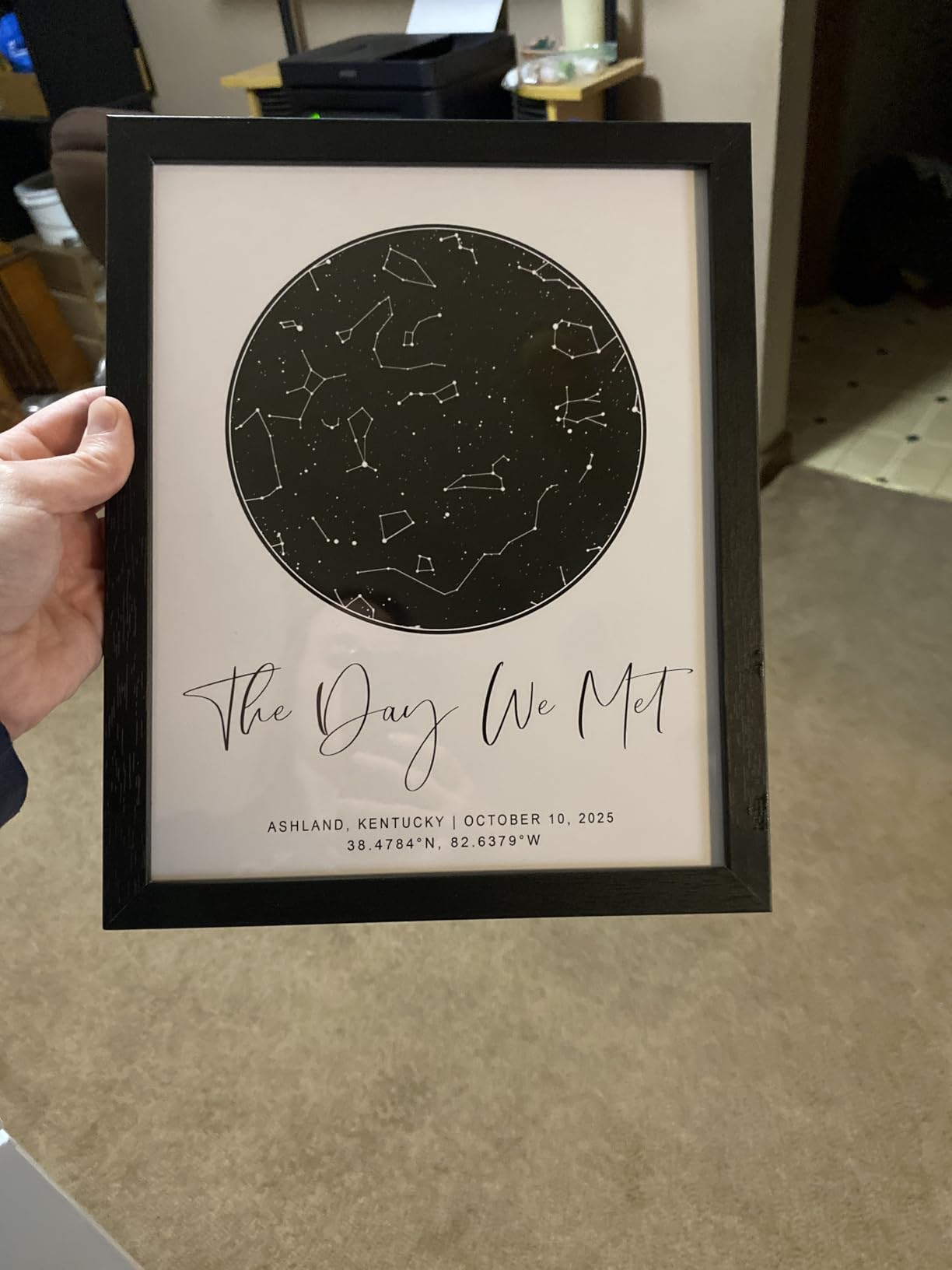 Personalized Star Map With Specific Dates & Place - Custom Constellation Map Print, Unframed- Special Occasion Star Chart Wall Art- Great Anniversary, Engagement, Wedding Romantic Gift (Cream) customer photo 1