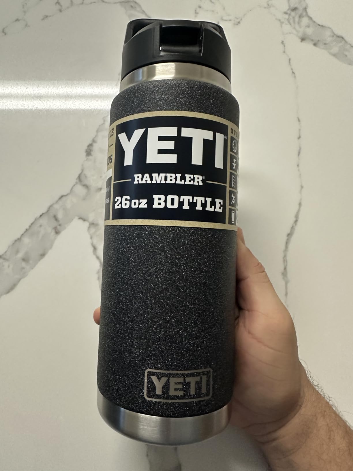 YETI Rambler 26 oz Bottle, Vacuum Insulated, Stainless Steel with Straw Cap, Black customer photo 1