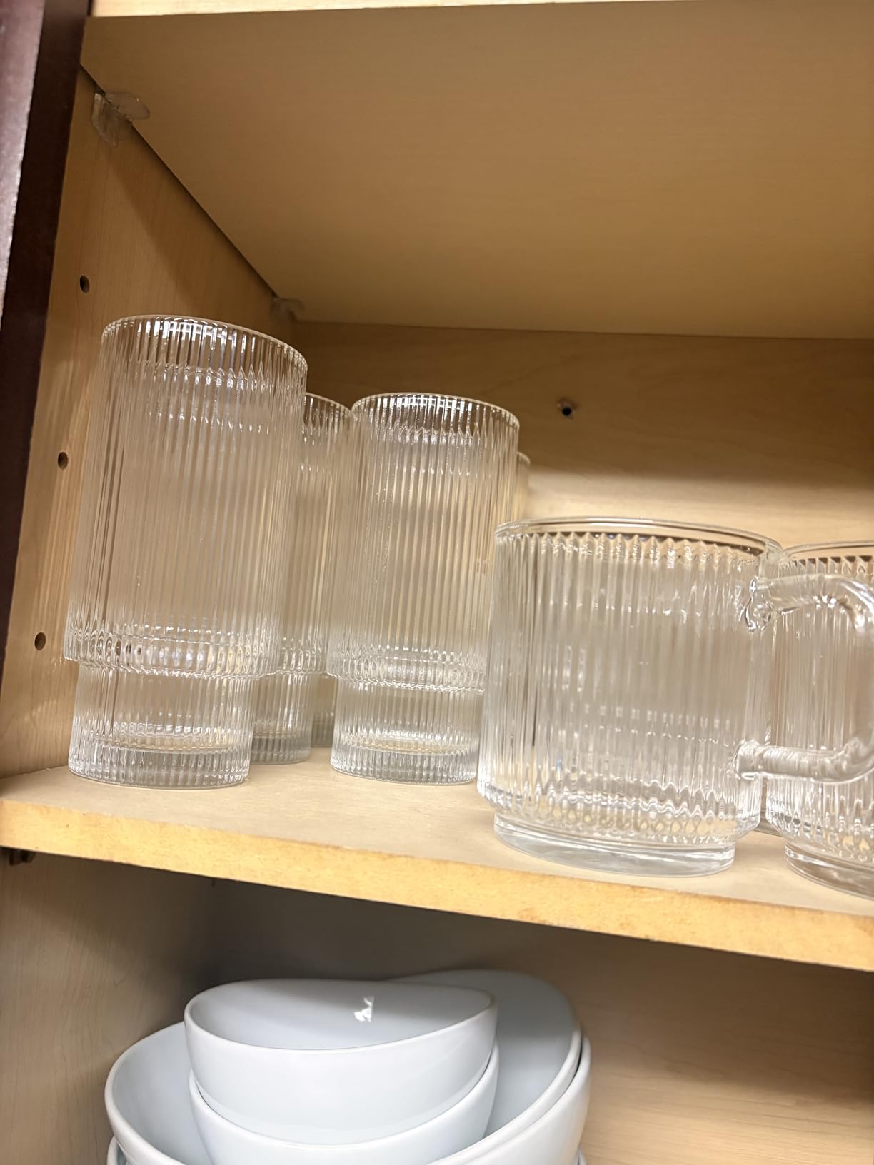 6 Pack Ribbed Drinking Glasses, 16 oz Vintage Glass Cups, Highball Glasses, Premium Iced Coffee Glasses, Clear Glass Tumbler, Cocktail Glasses, Elegant Glassware for Water Juice Whiskey Beer customer photo 1
