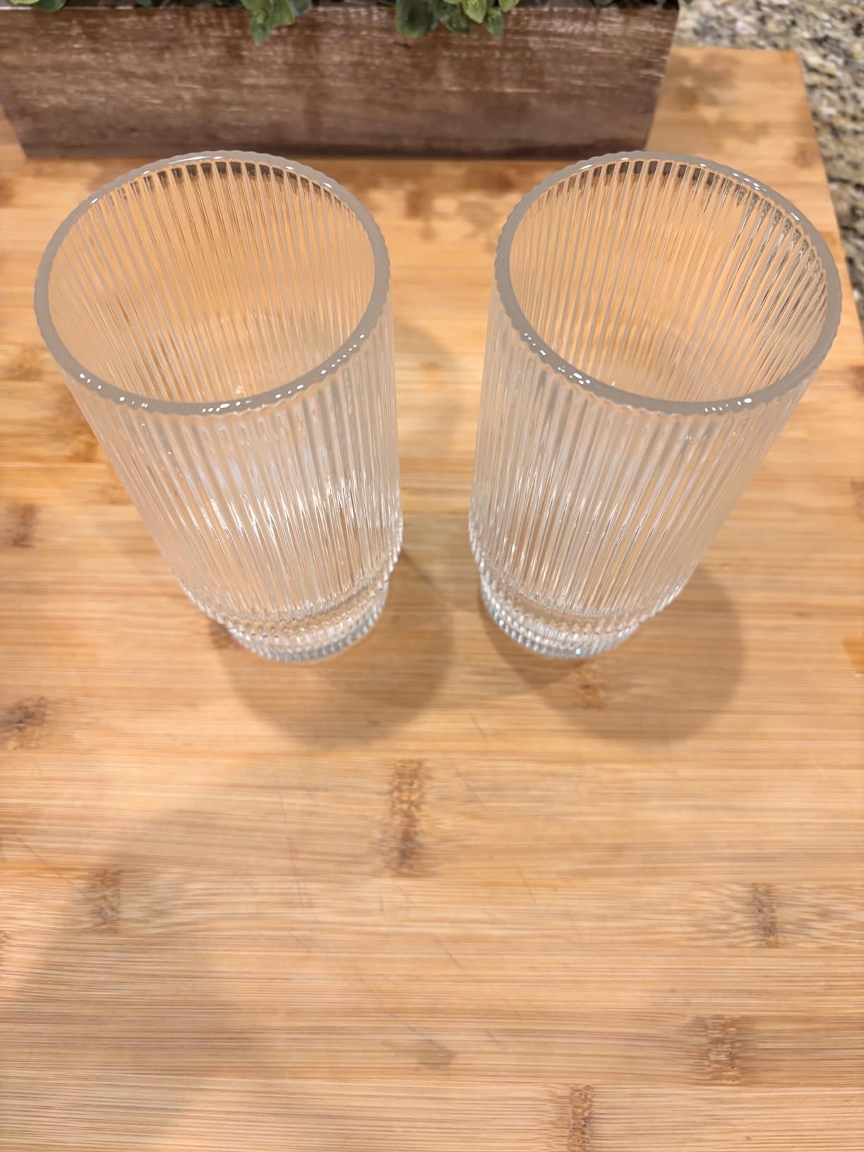 6 Pack Ribbed Drinking Glasses, 16 oz Vintage Glass Cups, Highball Glasses, Premium Iced Coffee Glasses, Clear Glass Tumbler, Cocktail Glasses, Elegant Glassware for Water Juice Whiskey Beer customer photo 2