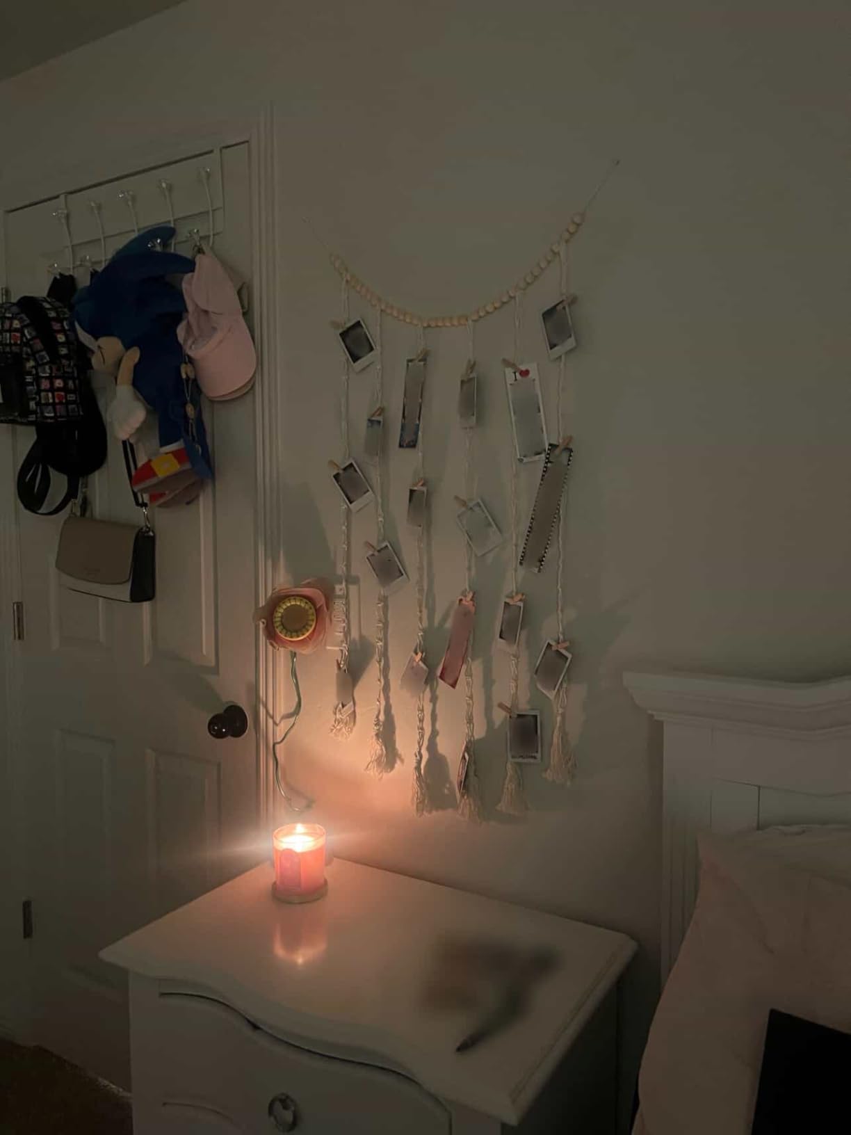 Mkono Macrame Hanging Photo Display Wall Decor with String Lights, Boho Wooden Beads Garland Collage Picture Card Frame Holder with 45 Clips for Bedroom Living Room Dorm, Teen Girls Christmas Gifts customer photo 2