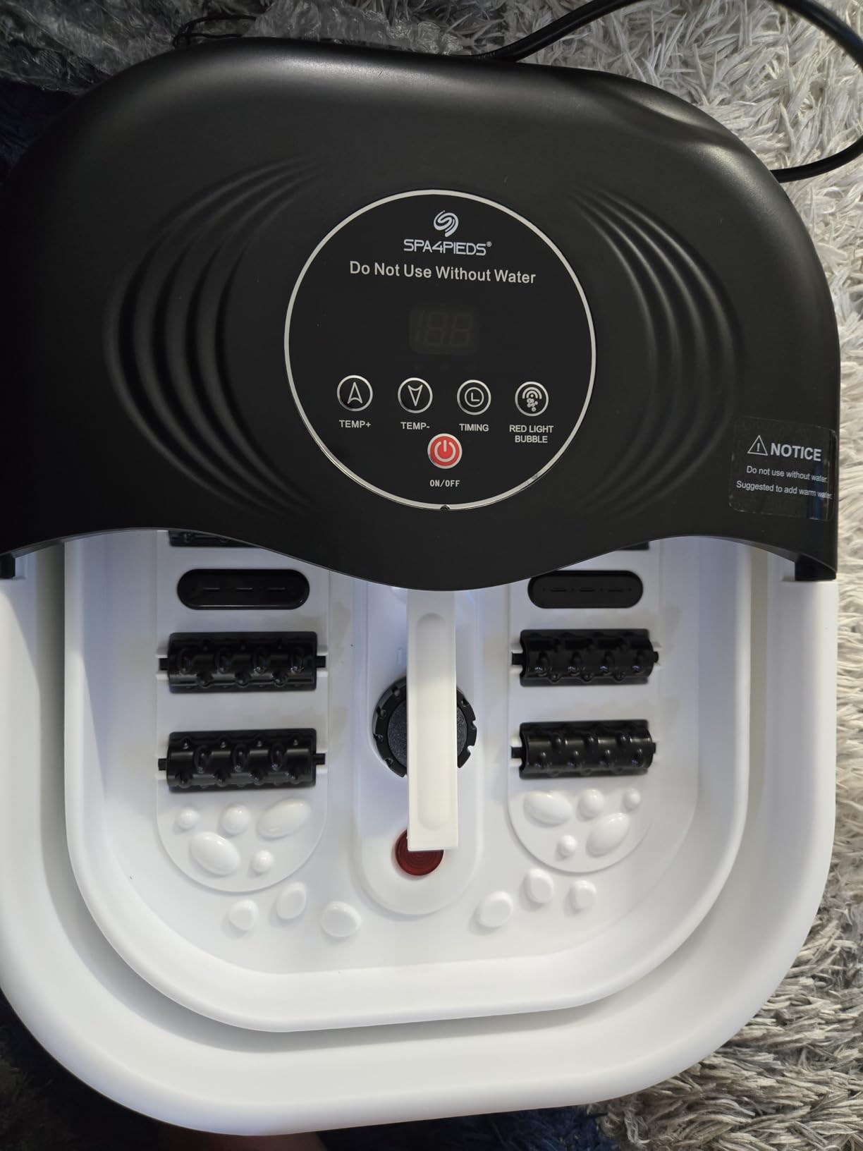 Collapsible Heated Foot Spa with Bubble and Red Light Temperature Control Foot Bath Massager and Soaking Tub Featuring 8 Shiatsu Massage Rollers Pumice Stone and Built-in Timer Ideal Gift for Wife,Mom customer photo 2
