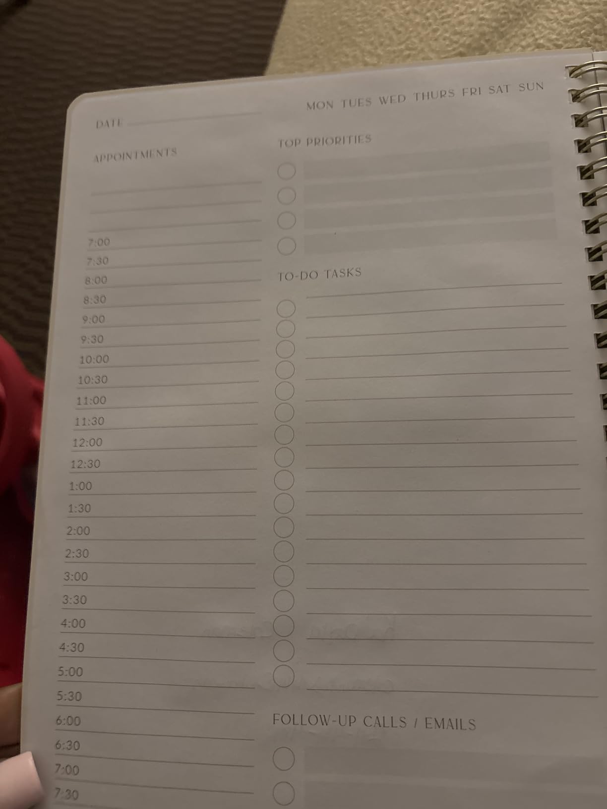 Beautiful Daily Planner And Notebook With Hourly Schedule - Aesthetic Spiral To do List Notepad to Easily Organize Your Tasks And Appointments - Stylish Book And School Or Office Supplies For Women customer photo 2
