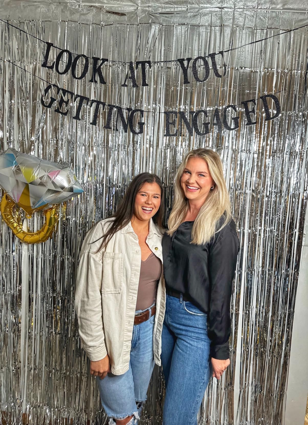 Disco Party Decorations, 2 Pack Disco Ball Photo Booth Props, 3.3x6.6 ft Silver Foil Fringe Curtains Photo Backdrop for Birthday 70s 80s, Decades, Taylor, New Years Eve Party Decor customer photo 1