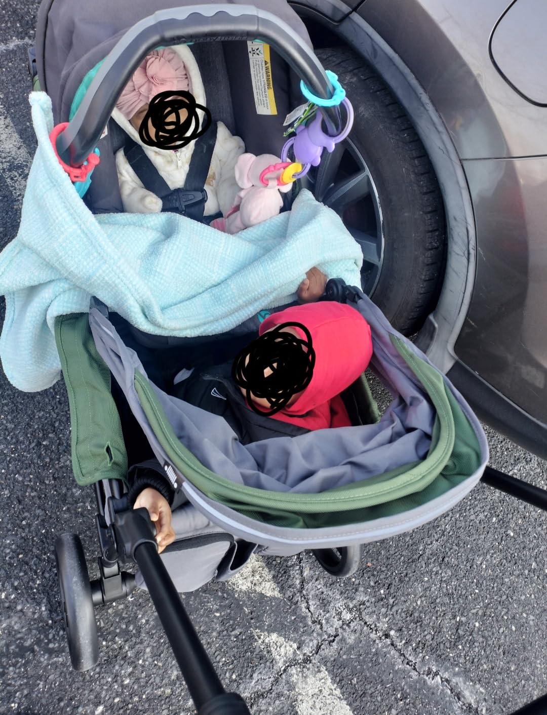Jeep Sport All-Terrain Stroller Wagon by Delta Children - Includes Canopy, Parent Organizer, Adjustable Handlebar, Snack Tray & Cup Holders, Grey/Blue Moon customer photo 1