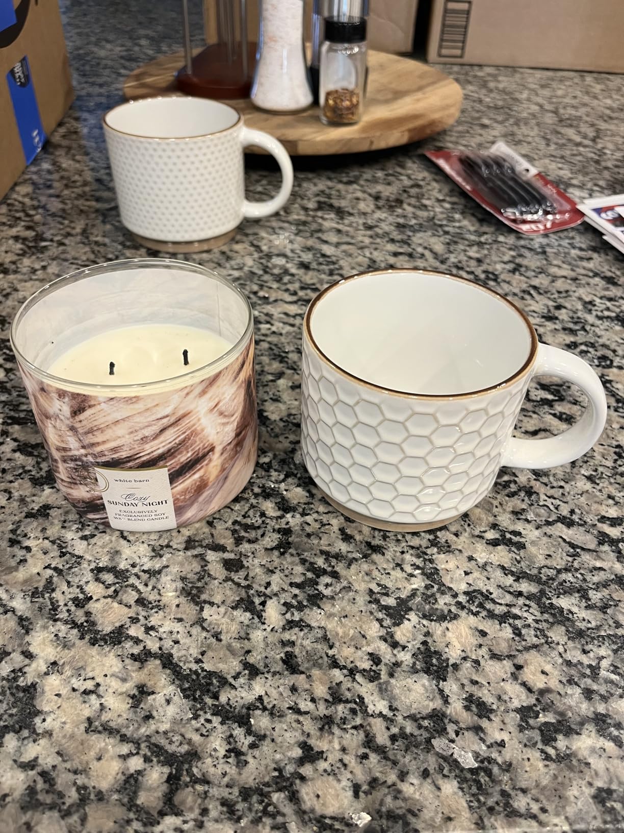 GBHOME 12OZ Stackable Coffee Mugs, Ceramic Coffee Mugs with Texture Patterns for Man,Woman,Dad,Mom, Modern Coffee Mugs Set of 4 for Latte/Cappuccino/Cocoa. Dishwasher&Microwave Safe, Off White customer photo 2
