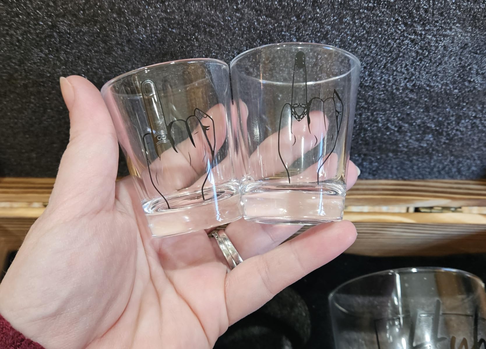 Wedding Gifts for Couples 2026,Hubby & Wifey Wine&Whiskey Glass Set,Bridal Shower Gifts for Bride and Groom, Newly-Married Gifts for Him and Her，Mr and Mrs Gifts,His and Hers Glass customer photo 2