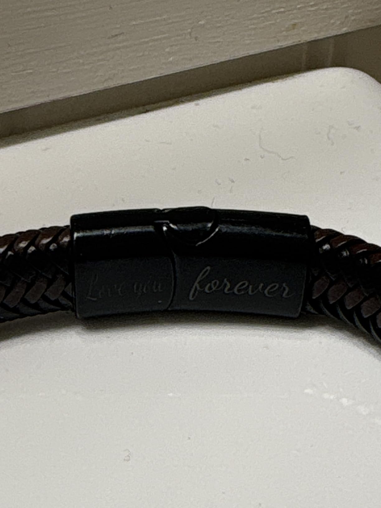 Knot Bracelet Gifts for Men Brown Braided Leather Stainless Steel Infinity Bracelets Lettering Love You Forever Gifts for Son Grandson Husband Boyfriend Brother Always Linked Together customer photo 2