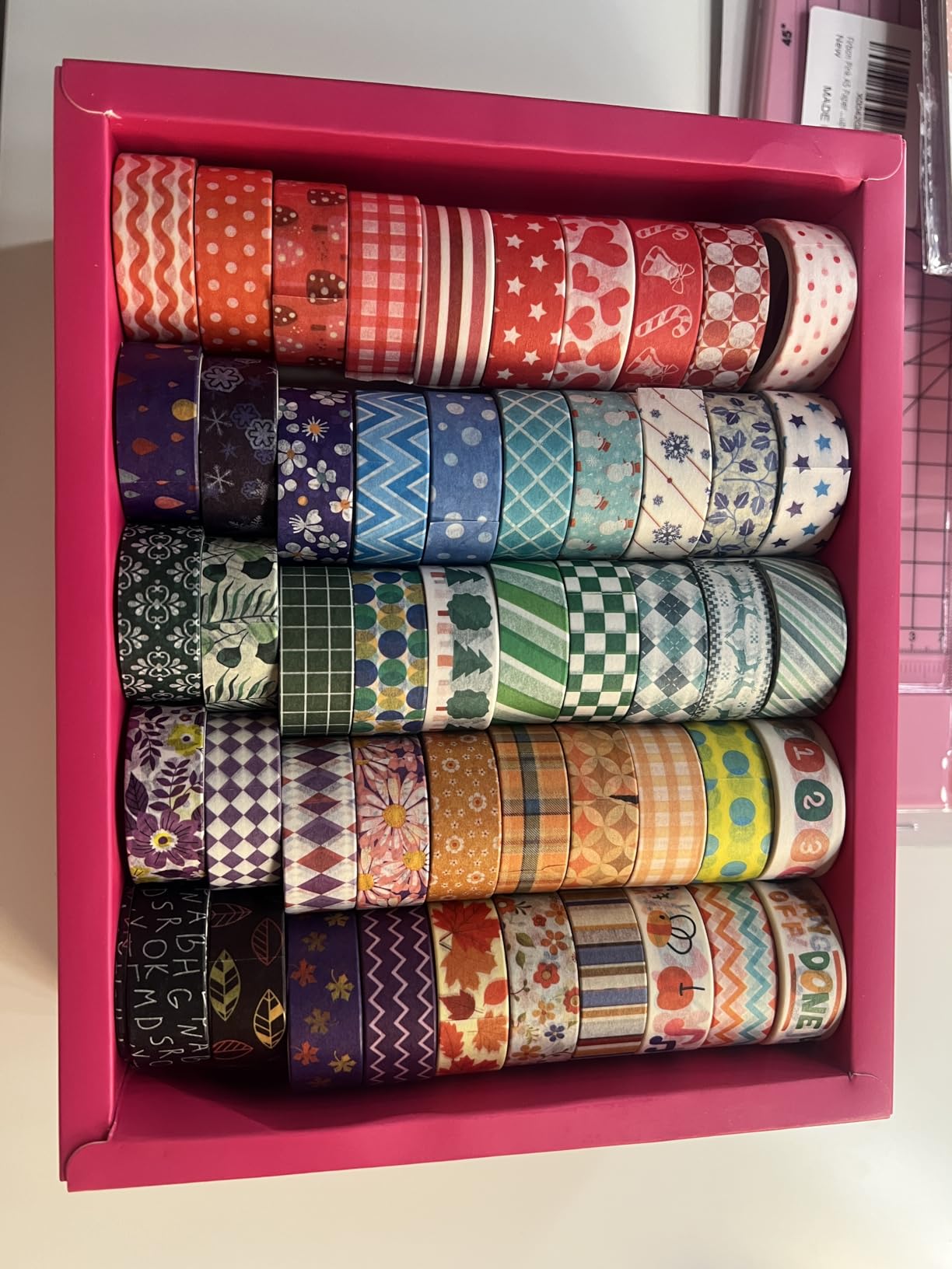emmoolife 50 Rolls Washi Tape Set, 15mm Wide Rainbow Colored Tape Aesthetic Design Masking Decorative Tape for Scrapbooking Supplies, Bullet Journaling, Junk Journal, Wrapping Planners, DIY Arts Craft customer photo 1