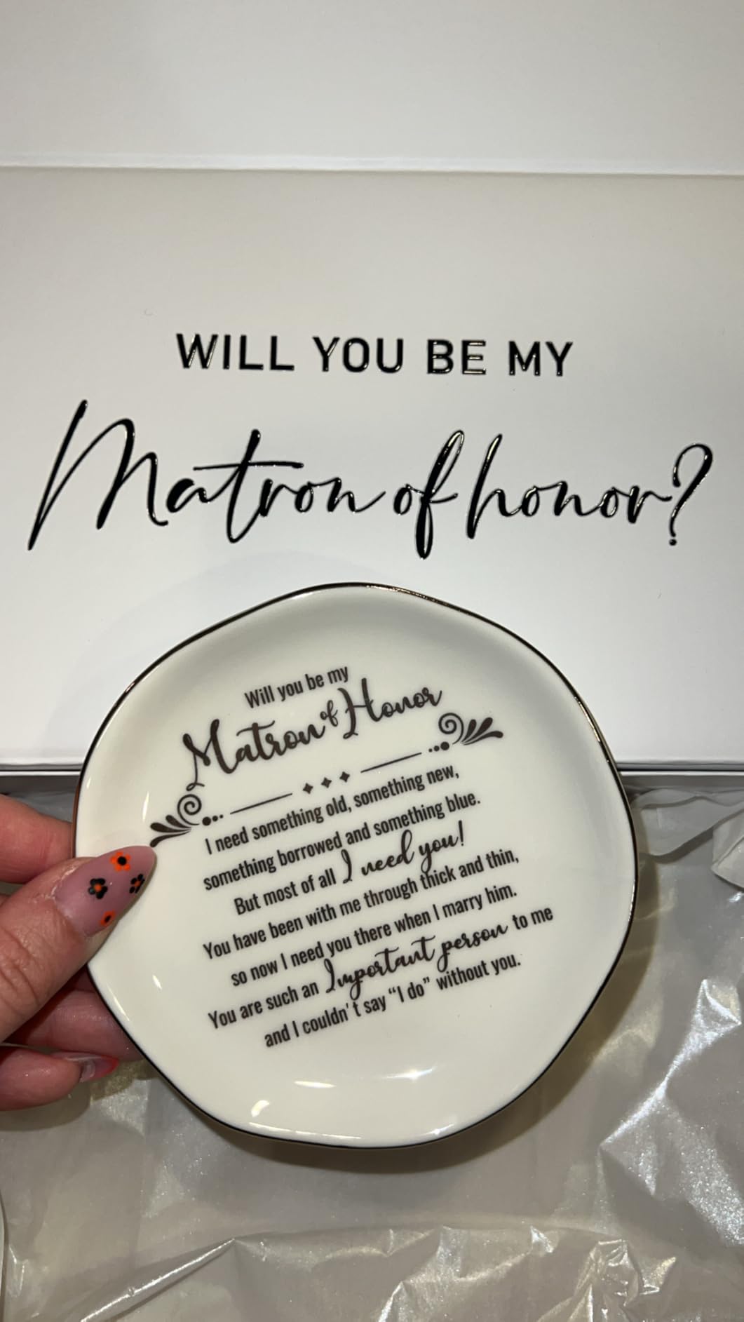 HOME SMILE Maid of Honor Gifts From Bride Ring Dish-The Only Better Thing Than Having You As My Sister is Having You By My Side As My Maid of Honor,Ceramic White customer photo 1