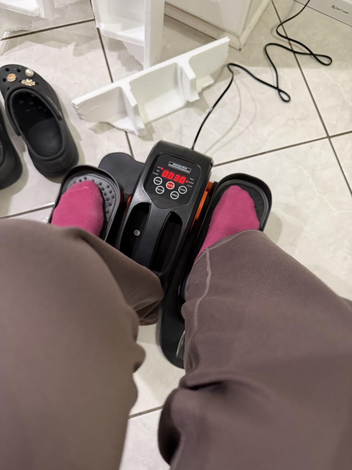Under Desk Elliptical Machine, Electric Elliptical Leg Exerciser for Seniors Fully Assembled, Quiet & Portable Electric Seated Pedal Exerciser with Remote Control & 12 Adjustable Speeds customer photo 2