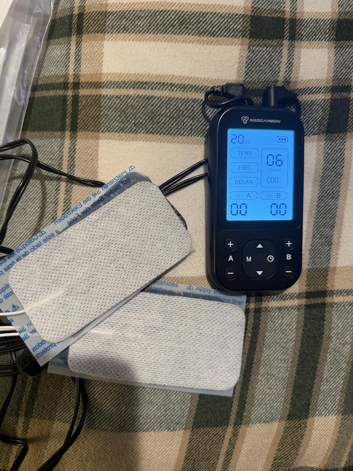 NEOCARBON TENS Unit Muscle Stimulator Pro for Back Pain Relief, Shoulder Recovery and Physical Therapy, Electronic EMS Massager Machine with PMS Pulse for Effective Shock Therapy, Red customer photo 1