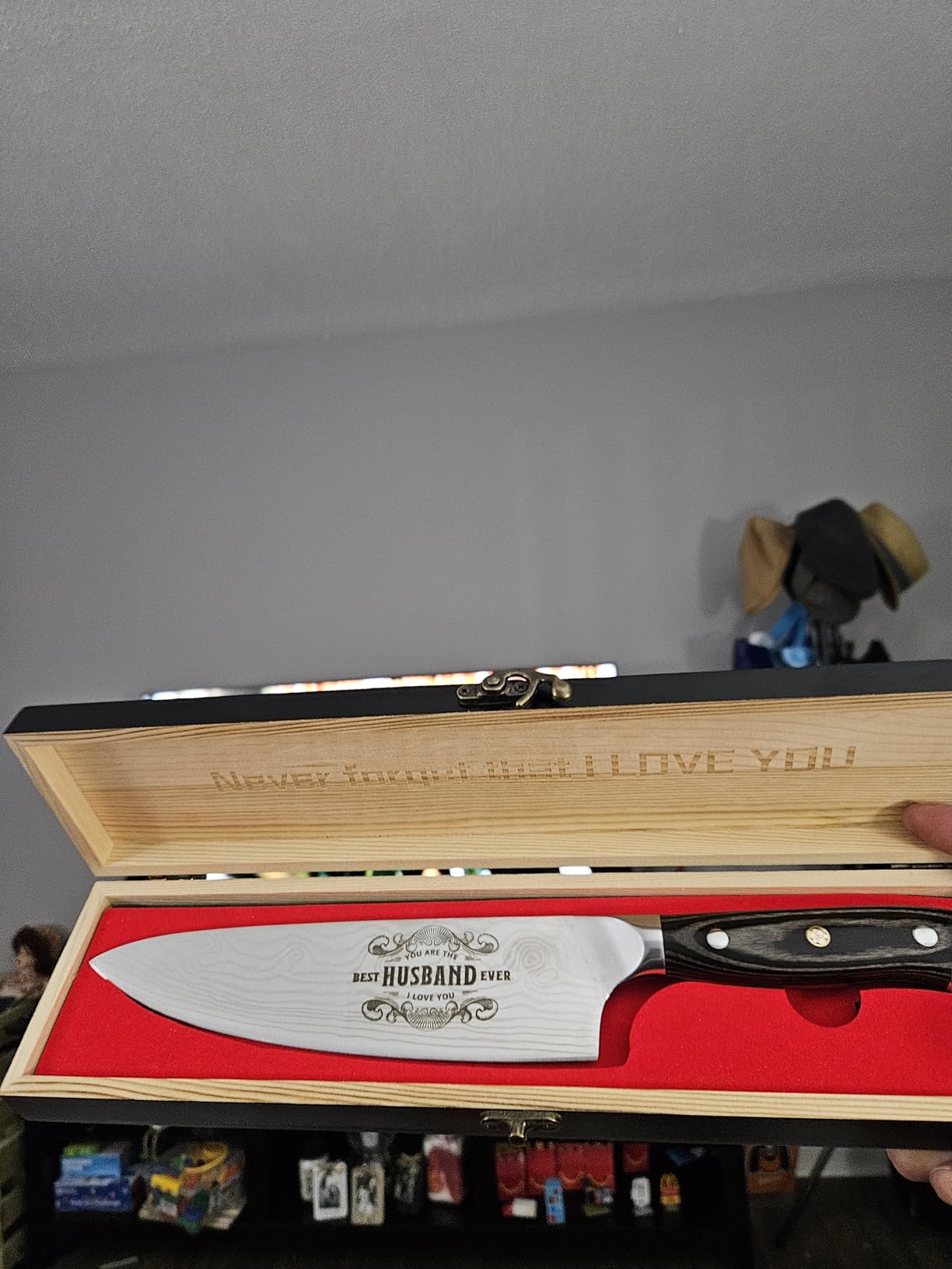 Gifts for Him Husband Men AnniversaryDay, 8 inch Professional German Stainless Steel 1.4116 Chef Knife, Engraved Best Husband Ever Knife Gift, Easter Anniversary Birthday Gift for Men Husband Him customer photo 1