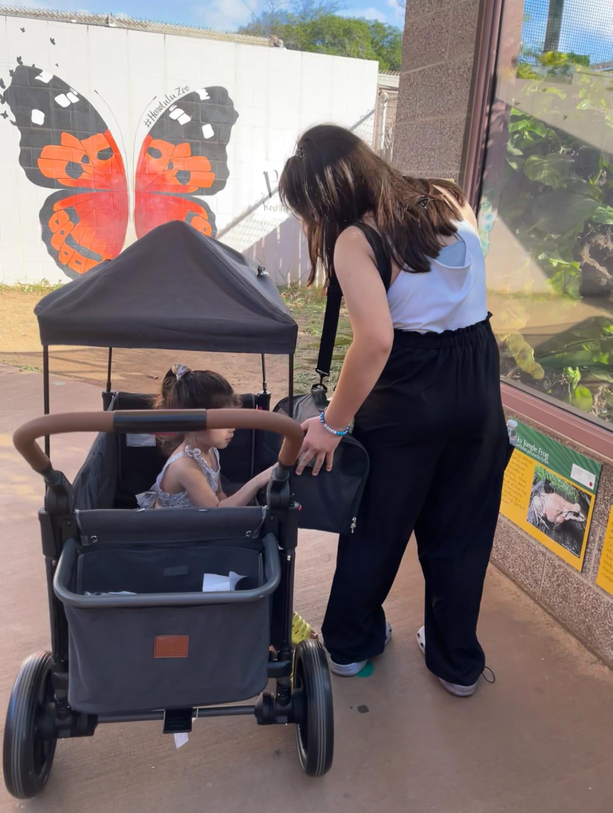 EVER ADVANCED Side-Unzip Wagon Stroller for 2 Kids, Push Pull Stroller with Adjustable Handle, Easy Access Zipper Door, 5-Point Harness Removable UV-Protection Canopy Shock-Absorbing Wheels, Blue customer photo 1