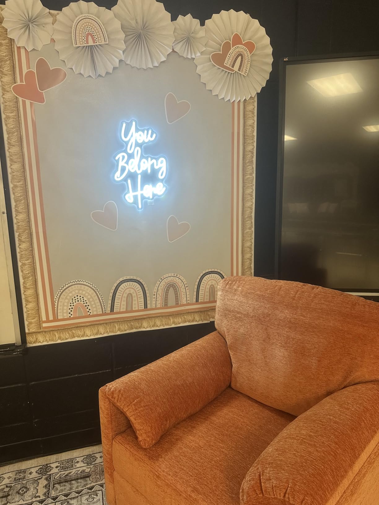 Allball You Belong Here Neon Signs for Wall Decor, Motivational Neon Light USB Dimmable LED Inspirational Neon Light, for Studio Classroom Read Sign Salon Bar Home Party Decor(16.1 * 10.6 In) customer photo 1