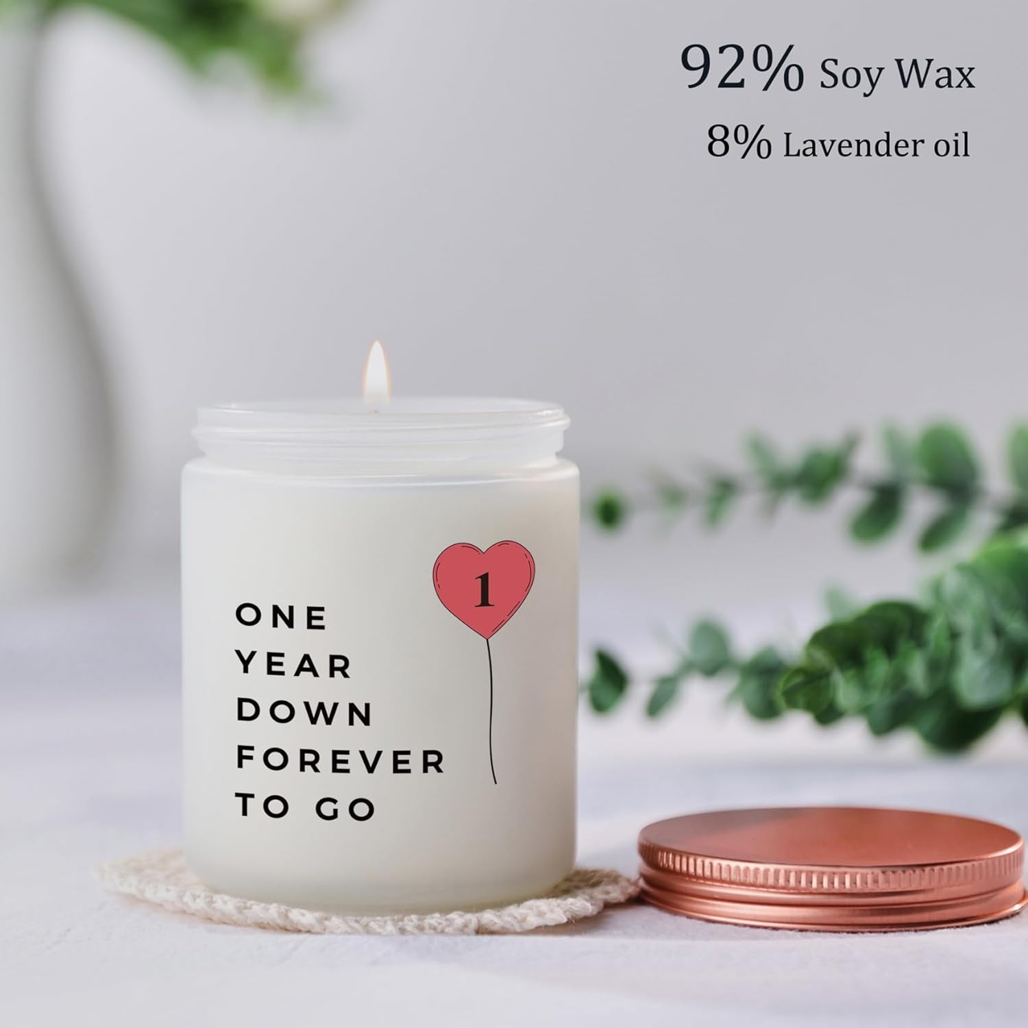 One Year, 1st, 1 Year, First Anniversary Candle Gifts for Him Her Couple - Best Happy Paper Anniversary Girlfriend Boyfriend Wife Husband Romantic Gift customer photo 2