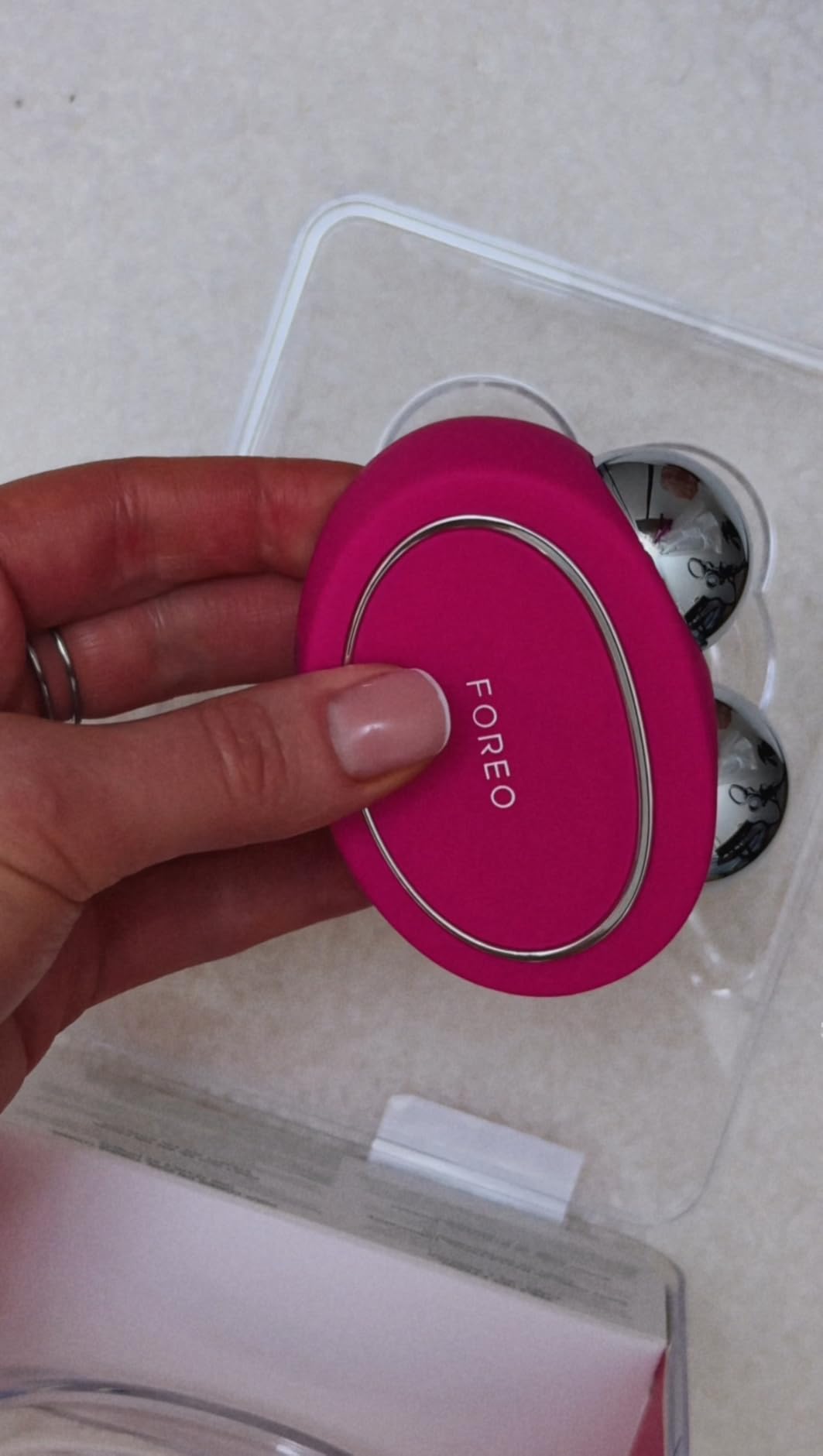 FOREO Bear 2 Advanced Toning Microcurrent Facial Device -Face Sculpting Tool - Firm & Contour - Non-Invasive - Increases Skin Care Absorption - Fuchsia customer photo 2