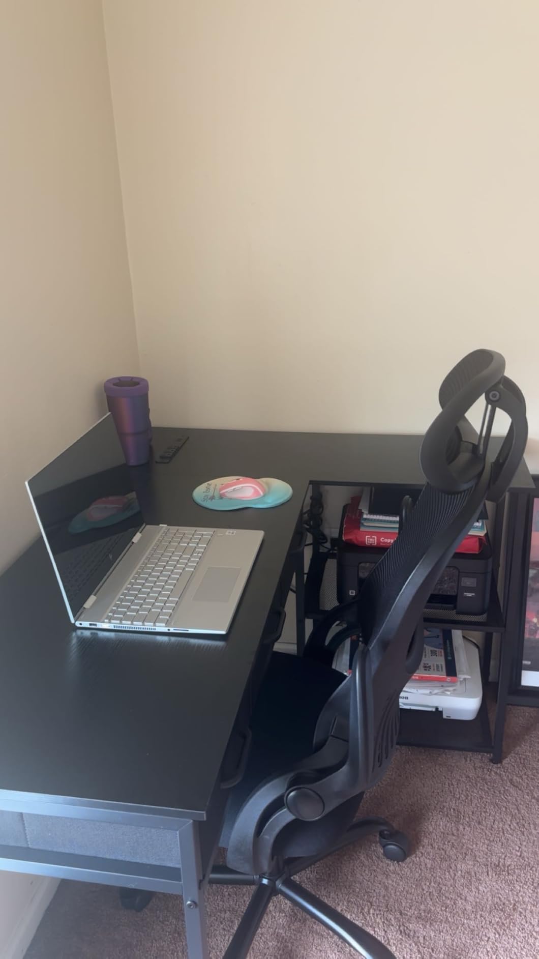 AODK 53 Inch L Shaped Computer Desk with Drawers, Corner Desk with Power Outlets & Reversible Storage Shelves, for Home Office Gaming, White customer photo 1