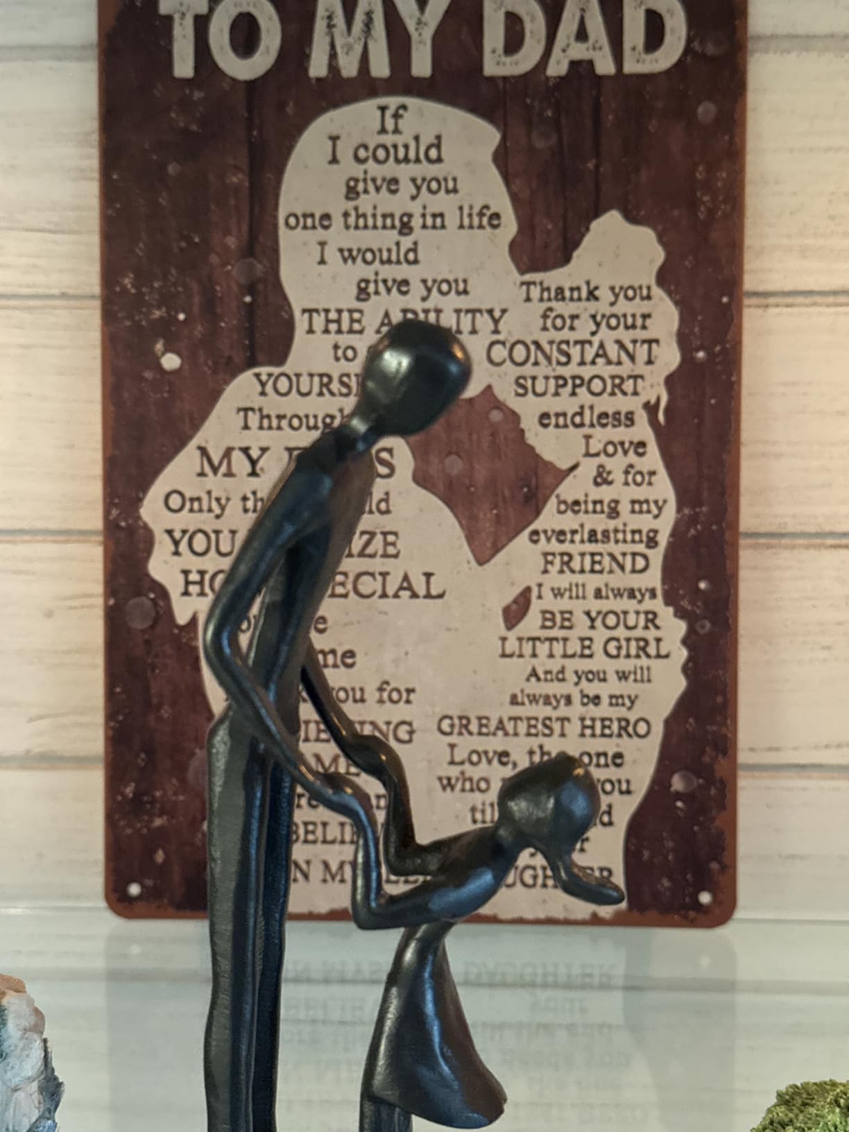 Sziqiqi Figurines Gifts for Father - Dad Daughter Iron Statues Father Daughter Love Sculpture Decoration for Fathers Day Wedding Christmas Birthday Gifts for Dad for Son Husband customer photo 2