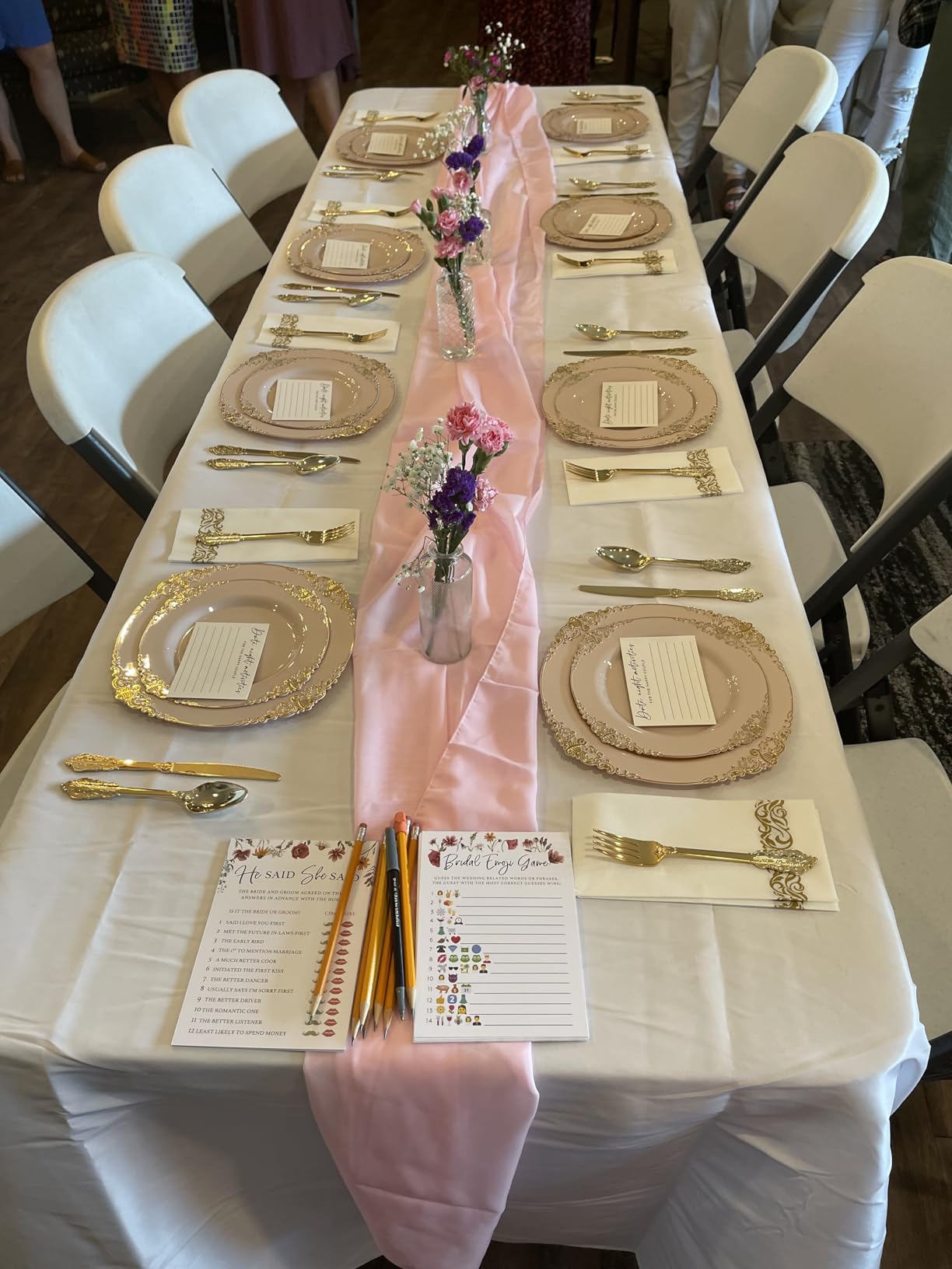 Printed Party Bridal Shower Game Set - 4 Fun Games and Activities for 30 Guests, Includes Bingo, He Said She Said, Bride & Groom Trivia, and Wedding Phrase Guessing Game, Love In Bloom Wildflower Design customer photo 1
