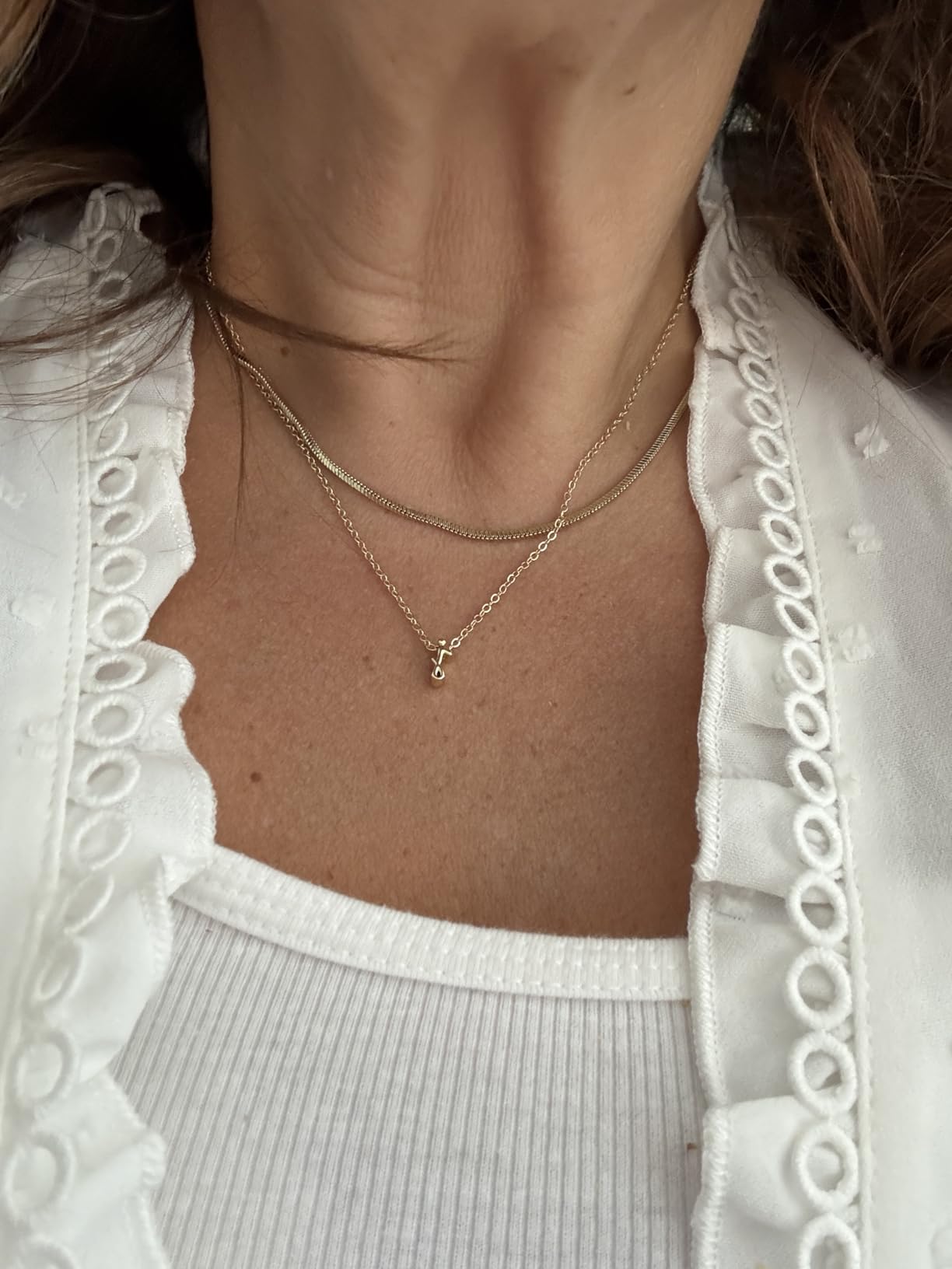 Easter Basket Stuffers Layered Initial Necklaces for Women - Dainty 14K Gold-Plated/Silver Initial Necklace Cursive Letter Necklace Stack Birthday Easter Gifts for Women Teen Girls Jewelry customer photo 1