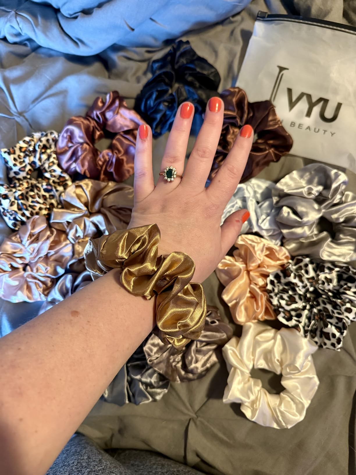 16 Scrunchies for Women - Satin Hair Ties and Bands, Big Ponytail Holders for Thick, Curly Hair, Cute No-Crease Pony Tails customer photo 1