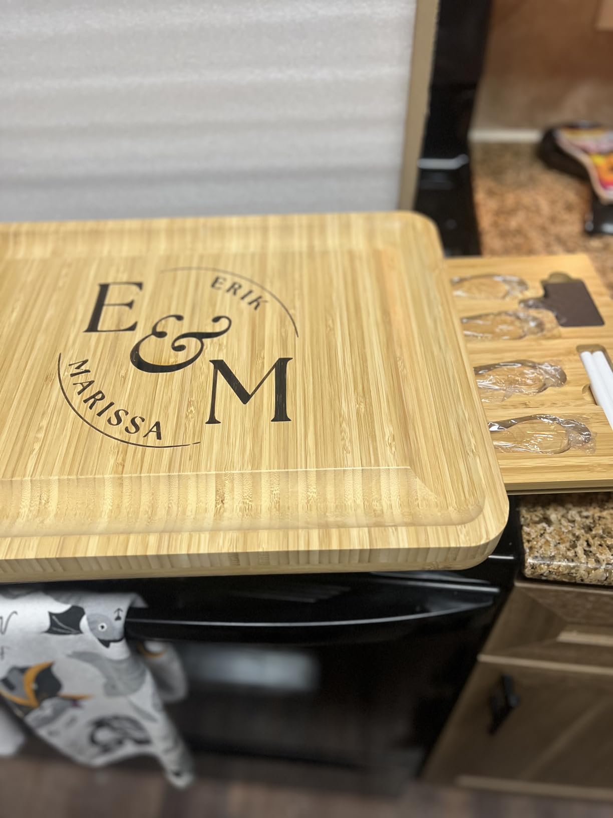 Personalized Bamboo Charcuterie Board Set with Accessories - Custom Large Serving Tray with Knives for Wedding, Anniversary, Bridal Shower, Women, Housewarming, Gift for Couples, Valentines Day Gifts customer photo 1