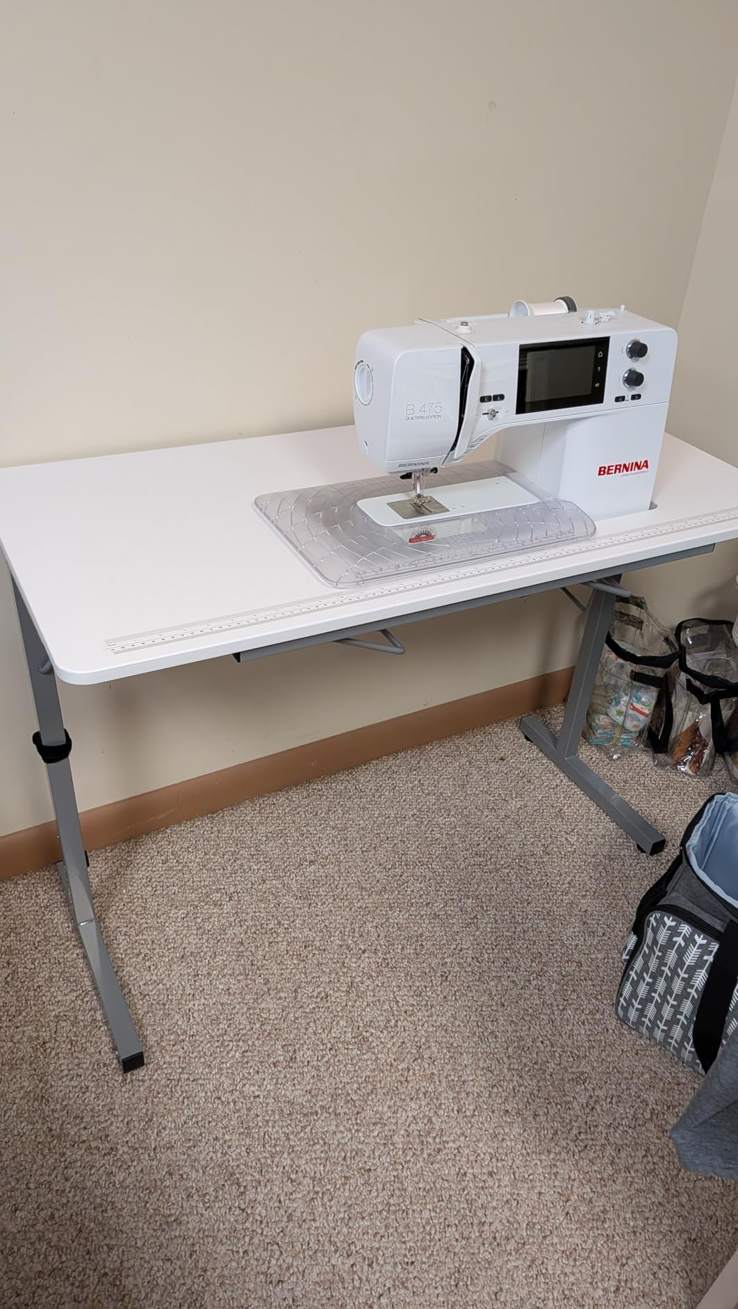 Rollaway II Compact Portable Folding Sewing Table, Silver/White customer photo 1