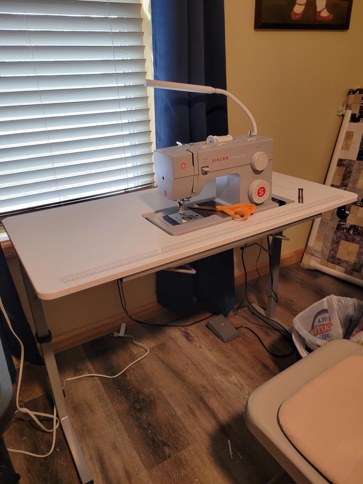 Rollaway II Compact Portable Folding Sewing Table, Silver/White customer photo 2