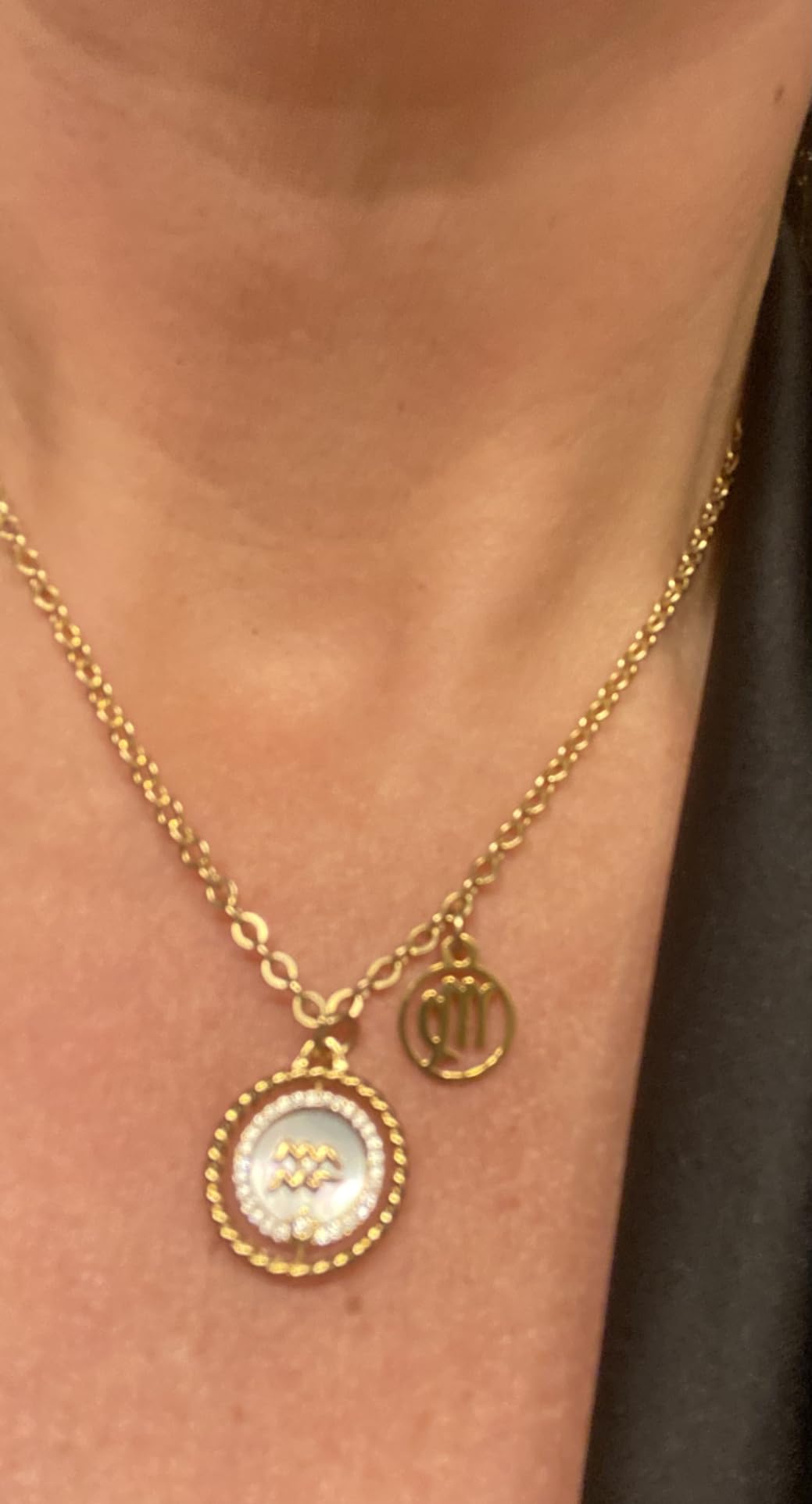 14K Gold Dainty Zodiac Necklace for Women,Gold Plated Rotatable 12 Constellation Astrology Necklaces Birthday Jewelry Gifts customer photo 2