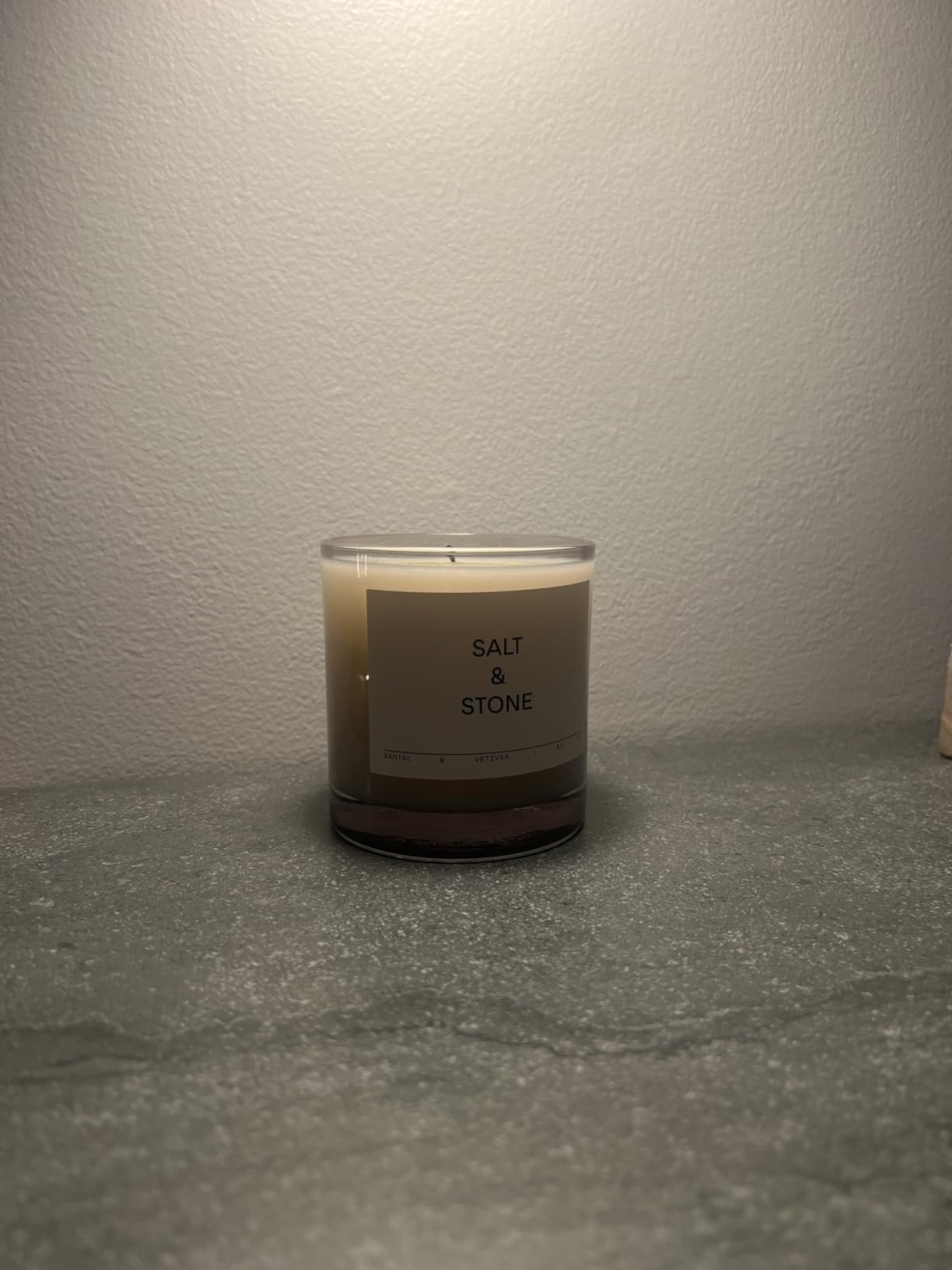 Salt & Stone Scented Candle for Women & Men | Coconut & Soy Blend Wax | Hand-Poured, Aromatic & Fragrant | 100% Cotton Wick | Long-Lasting 50 Hour Burn Time | Santal & Vetiver 8.5 oz customer photo 1