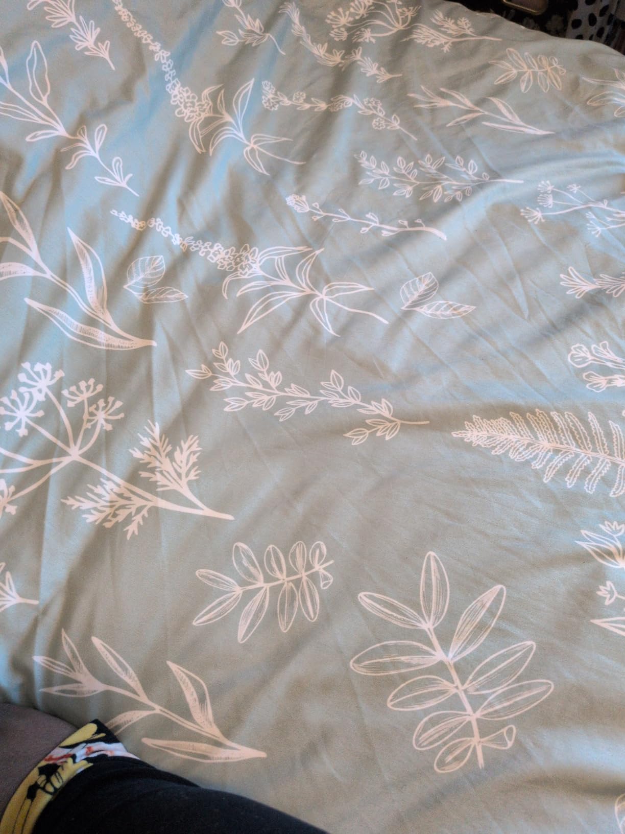 MUXHOMO Duvet Cover Queen Size, Reversible Floral Green Duvet Cover Set with Zipper Closure, 3 Pieces Botanical Patterns Soft Microfiber Bedding Set with 4 Ties (90