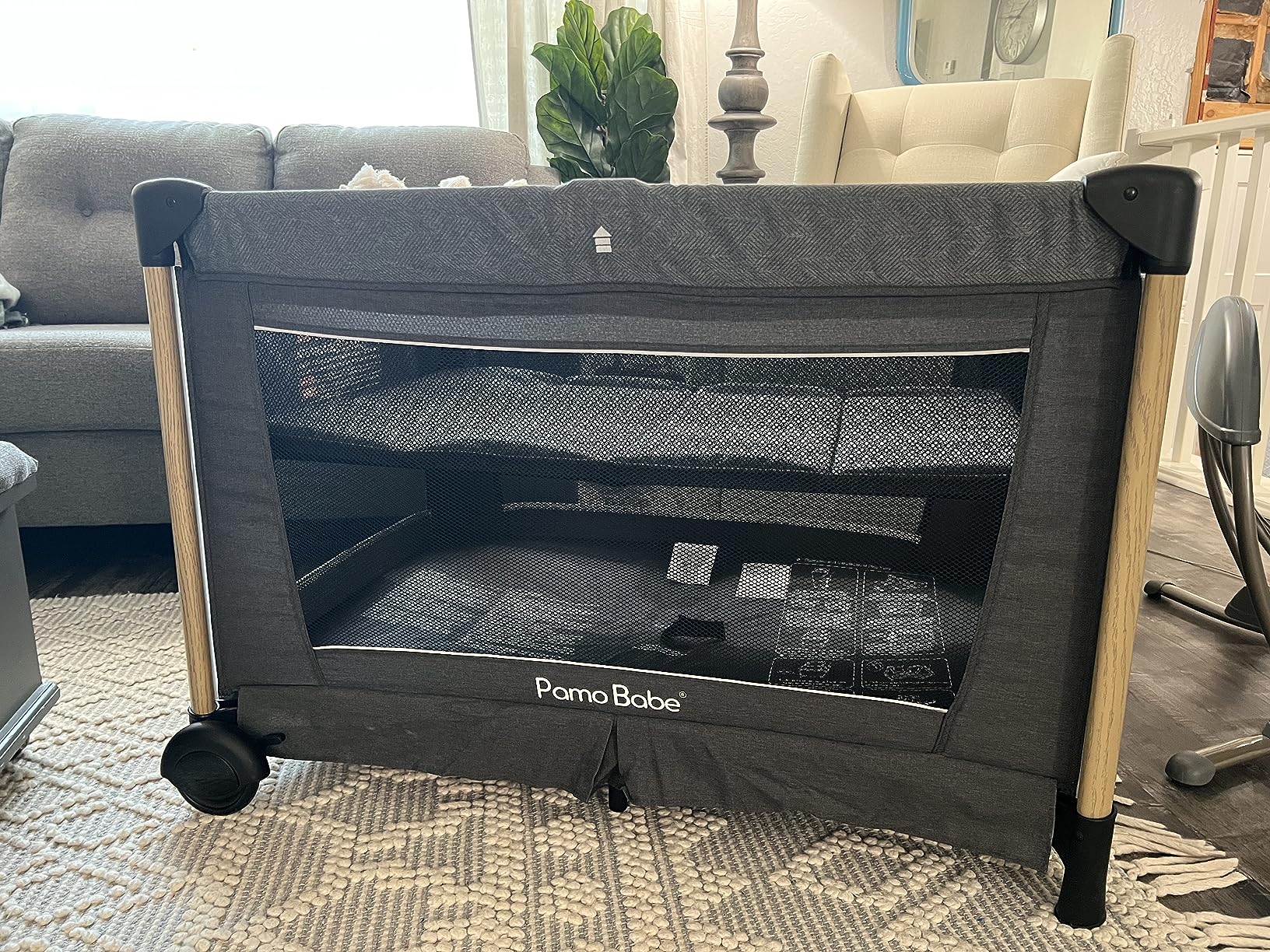 Pamo Babe Baby Playard with Canopy, Portable Crib with Changing Table customer photo 2