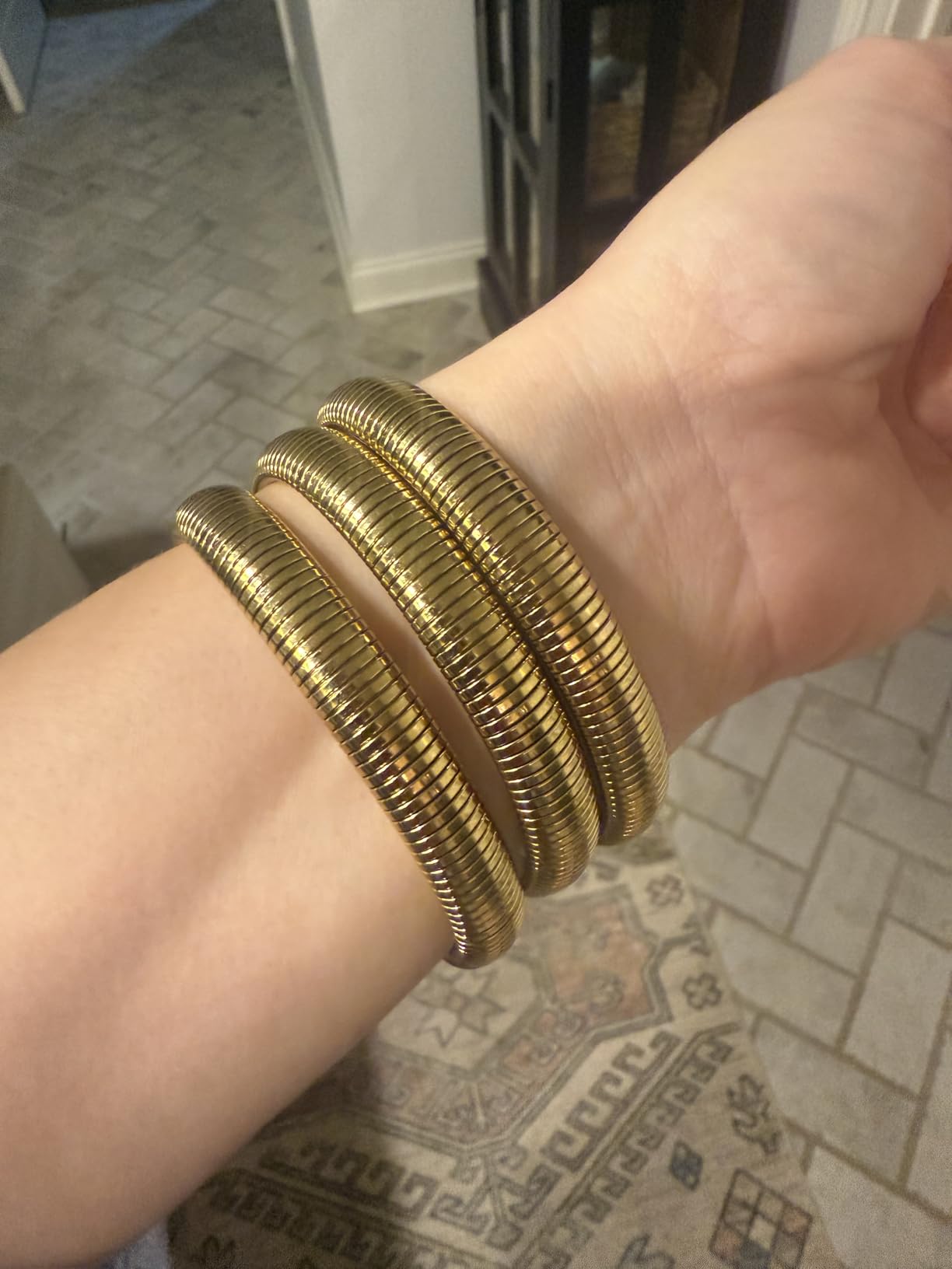 18K Gold Plated Bracelets for Women Gold Bangles for Women Chunky Bangle Bracelets for Women Bracelets Stack Tarnish Free Bangle Set of 3 for Women Accessories for Her Gifts customer photo 1
