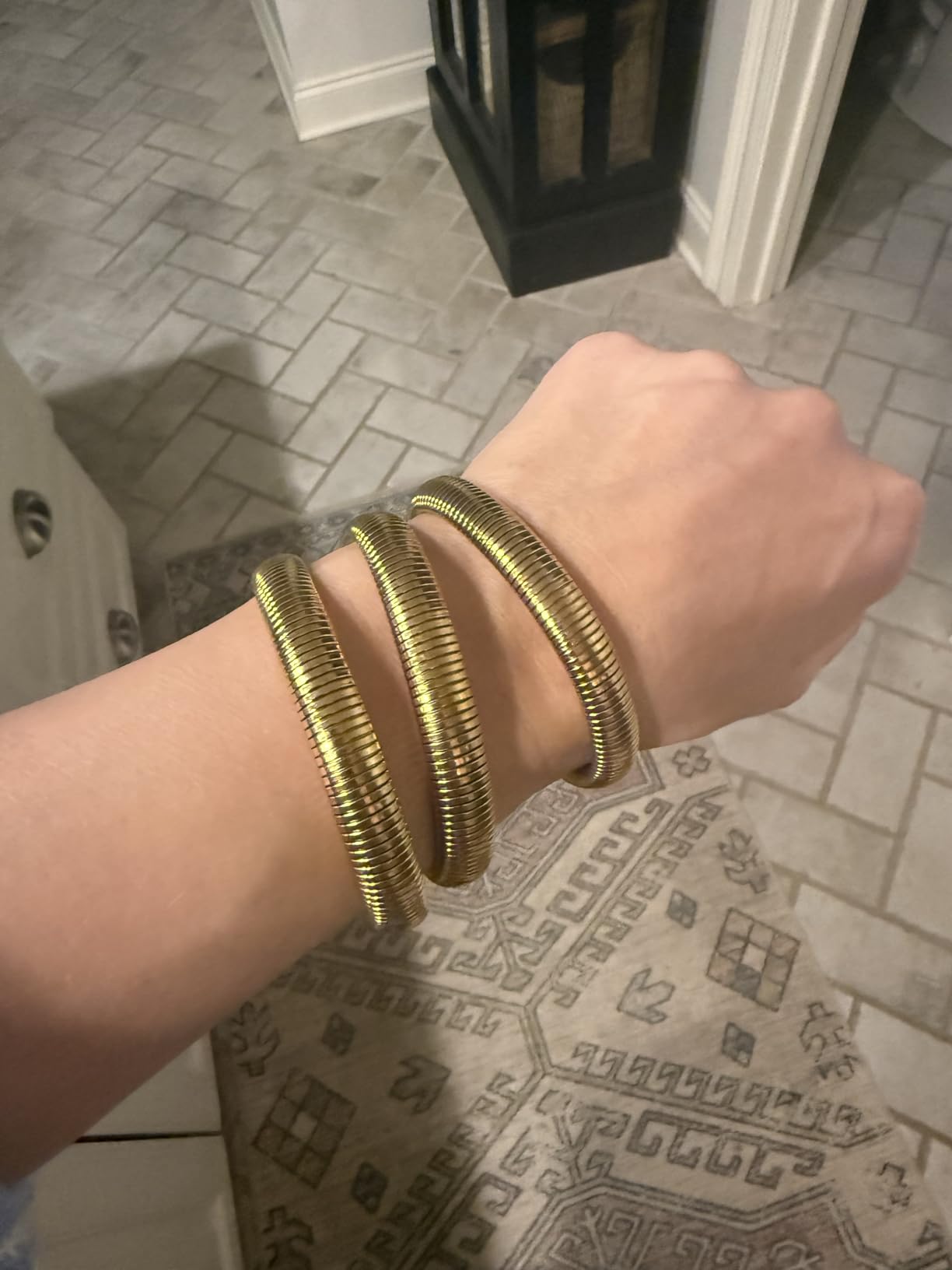18K Gold Plated Bracelets for Women Gold Bangles for Women Chunky Bangle Bracelets for Women Bracelets Stack Tarnish Free Bangle Set of 3 for Women Accessories for Her Gifts customer photo 2