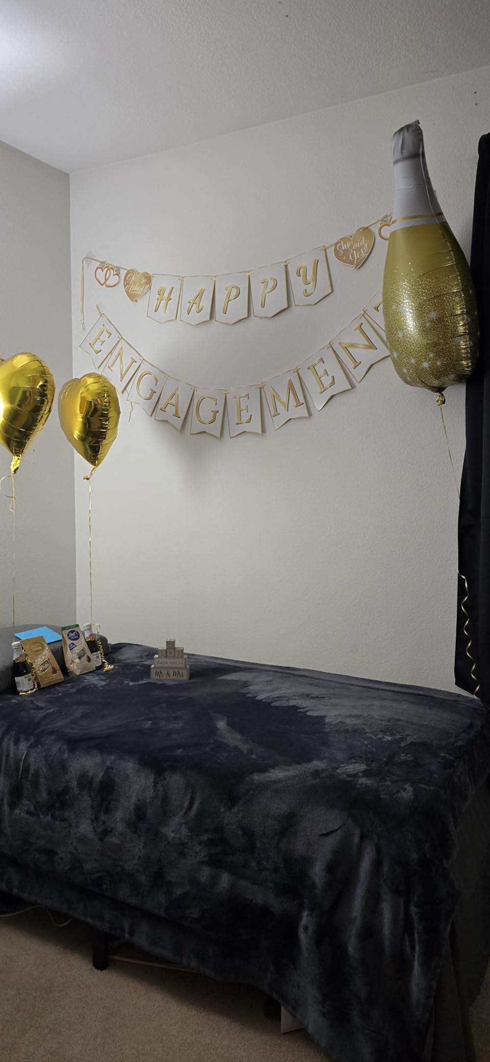 Pirese Happy Engagement Banner, Just Engaged Banner, Happy Engagement Decorations | Just Engaged Decorations | Almost Married Sign | Congratulations Wedding Decor Sign with Balloons customer photo 1