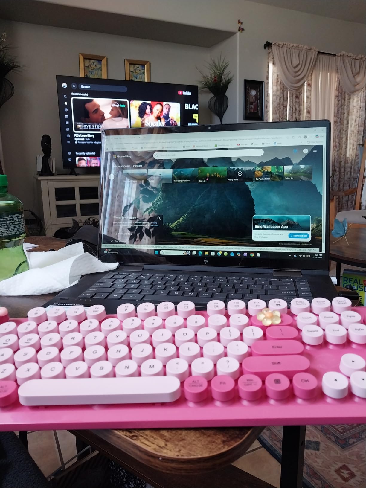 Wireless Keyboard and Mouse Combo - Round Keycaps, Full-Size Retro Typewriter Keyboard with Detachable Wrist Rest, Sleep Mode & Tilt Legs, 2.4GHz Cordless Connection for Mac/Windows/PC (Hot Pink) customer photo 1