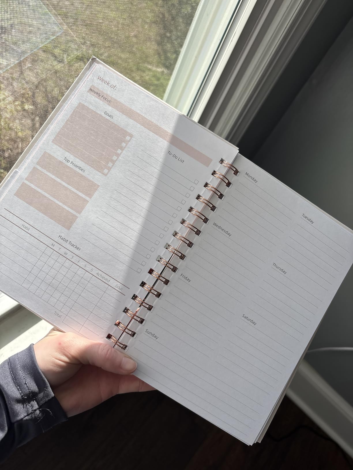 Undated Weekly and Monthly Planner Spiral Bound- Weekly Goals Notebook, To Do List, Habit Tracker Journal, Academic, Aesthetic, Stylish School or Office Supplies (6.1
