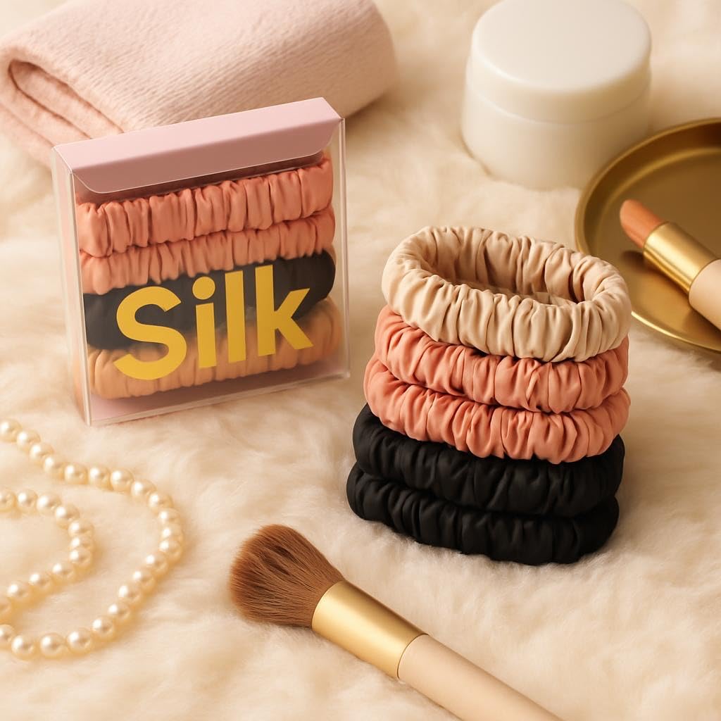 6Pcs Silk Hair Ties Small 22 Momme 100% Pure Mulberry Silk Scrunchies for Women Girls Thin Skinny Hair Sleep Scrunchies No Damage customer photo 2
