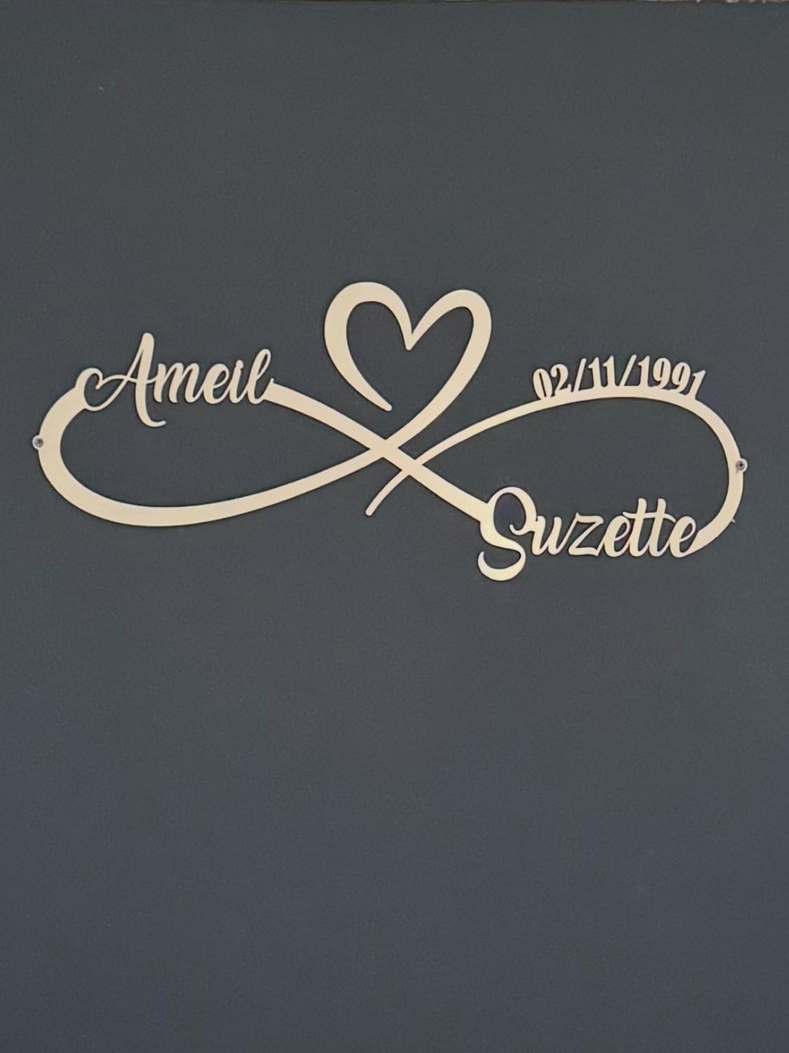 Personalized Anniversary Wedding Gifts for Couples 2025, Customized Metal Infinity Signs with Names & Date, Love Heart Unique Wall Art for Newlyweds Valentines customer photo 1