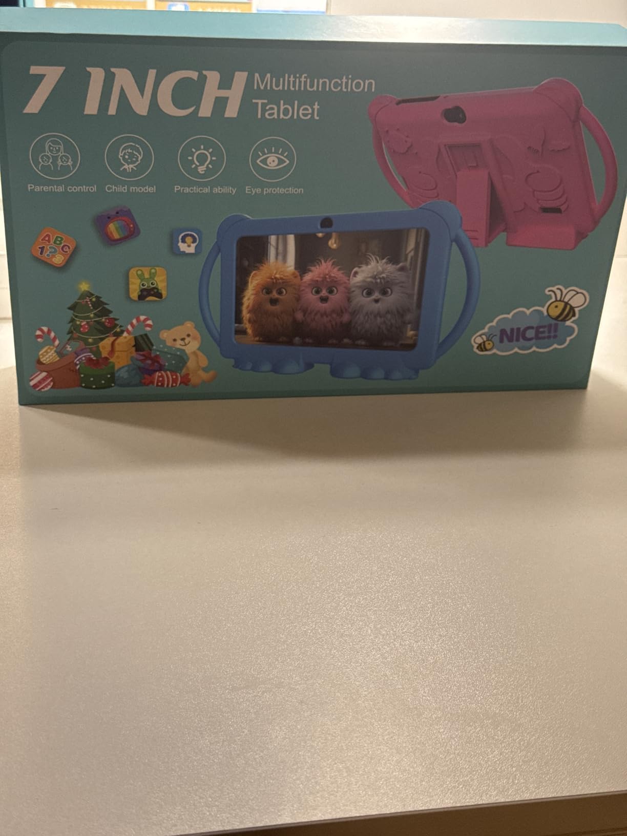 Kids Tablet 7 inch Android 12, 4GB RAM 32GB ROM, 512GB Expandsion, with Parental Control, WiFi, Bluetooth, Dual Camera with Silicone Case, Blue customer photo 2