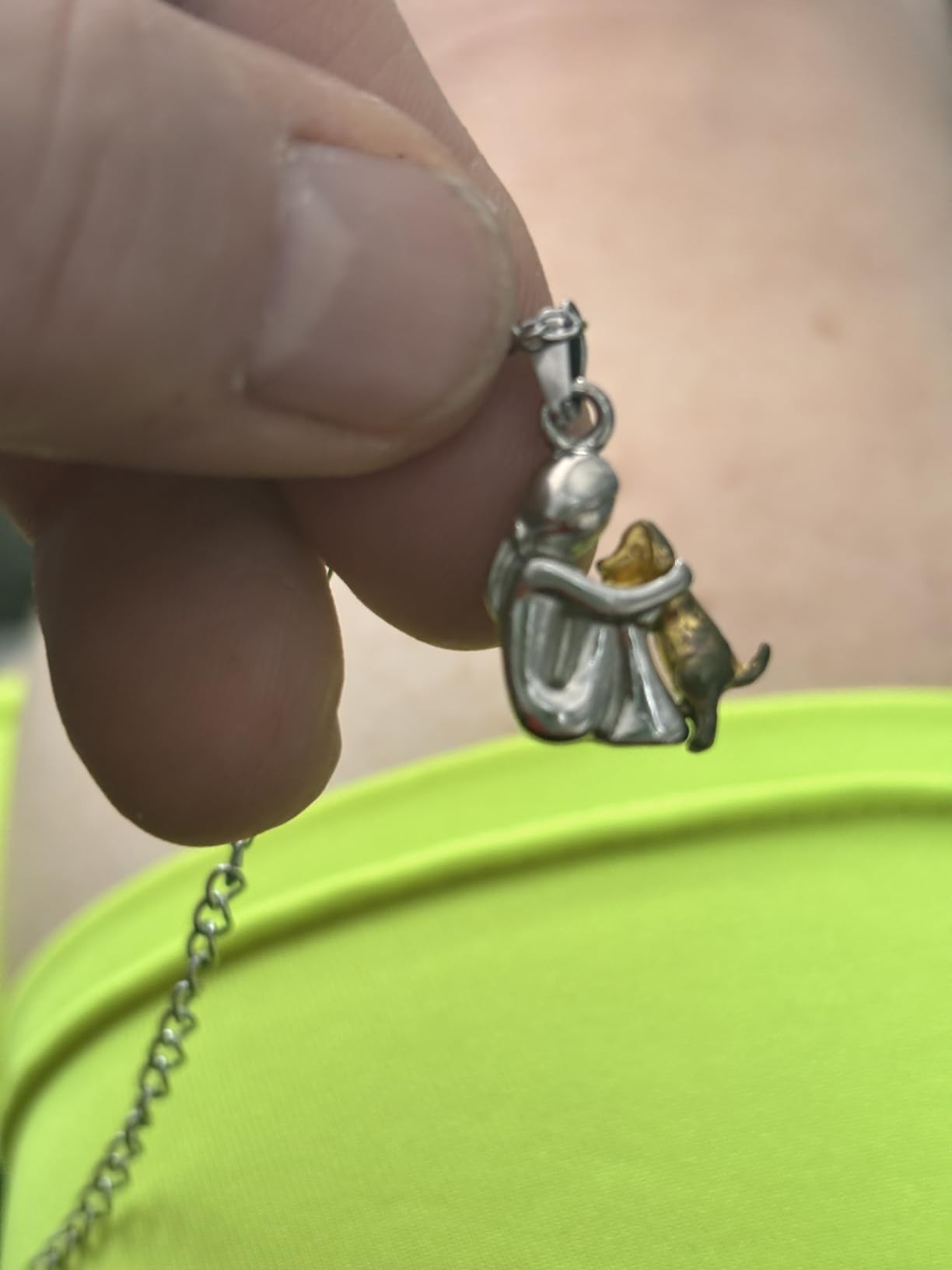 Art Attack Two Tone Dainty I Love My Dog Chain Necklace, Forever In My Heart Pet Lover Puppy Mom Rescue Charm Pendant (Silver & Gold) customer photo 1