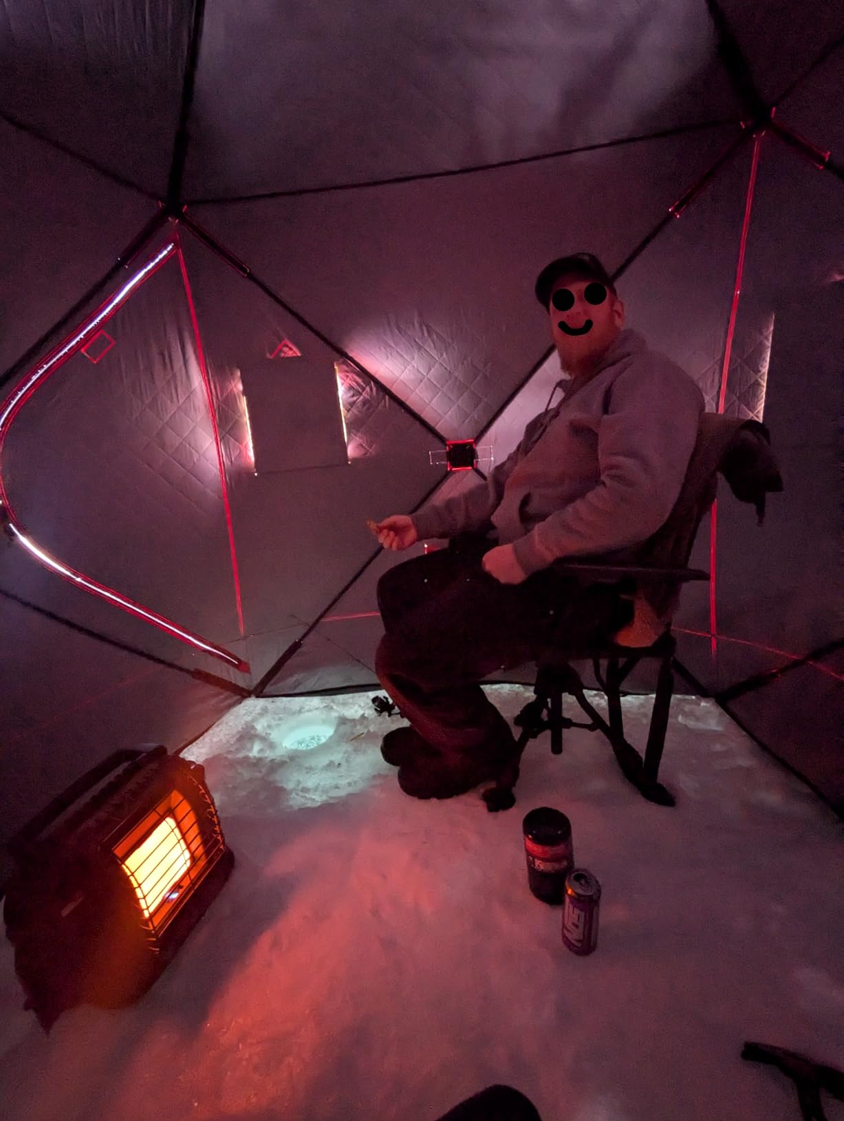 Eskimo QuickFish 3HD, Pop-Up Portable Shelter, No-Trip Door, Red/Black, Fully Insulated, Deluxe Ice Anchors, Three Person customer photo 1