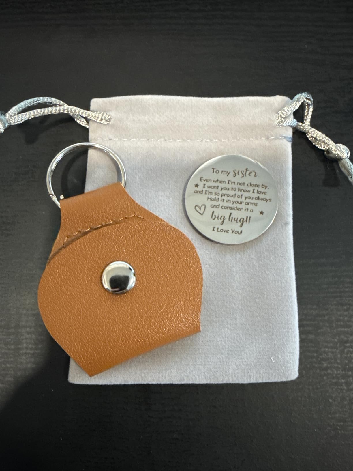 Pocket Hug Token Gifts for Men Boyfriend Girlfriend Inspirational Gift for Son Daughter Brother with Leather Keychain customer photo 2