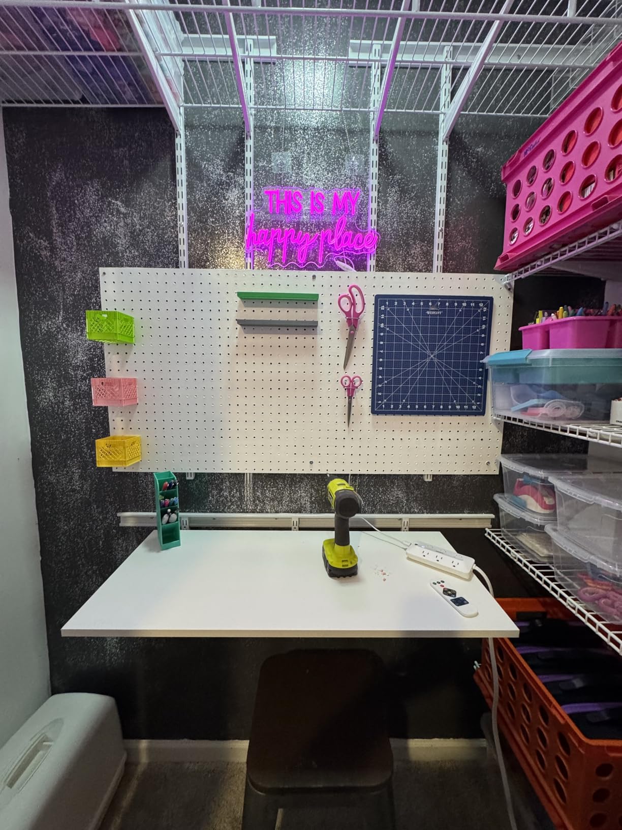 Neon Lights for Wall Decor - This Is My Happy Place Neon Signs for Teen Girls Bedroom Decor, Led Sign for Wall Decor, Nightstand Light, Dimmable Switch USB Power, Adhesive Hook Included customer photo 2