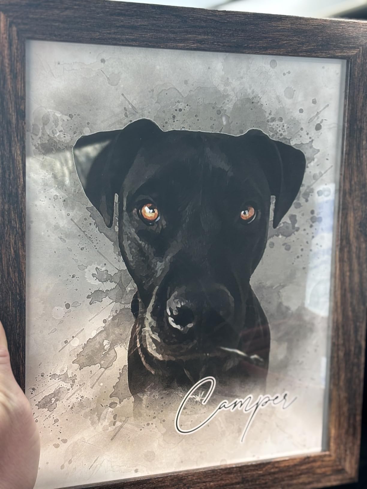 HAUS AND HUES Create Your Own Custom Pet Portrait in Water Color - Upload an Image of Your Favorite Pet for a One-of-a-Kind Poster - Landscape or Horizontal - Made in the USA (With Frame) customer photo 1